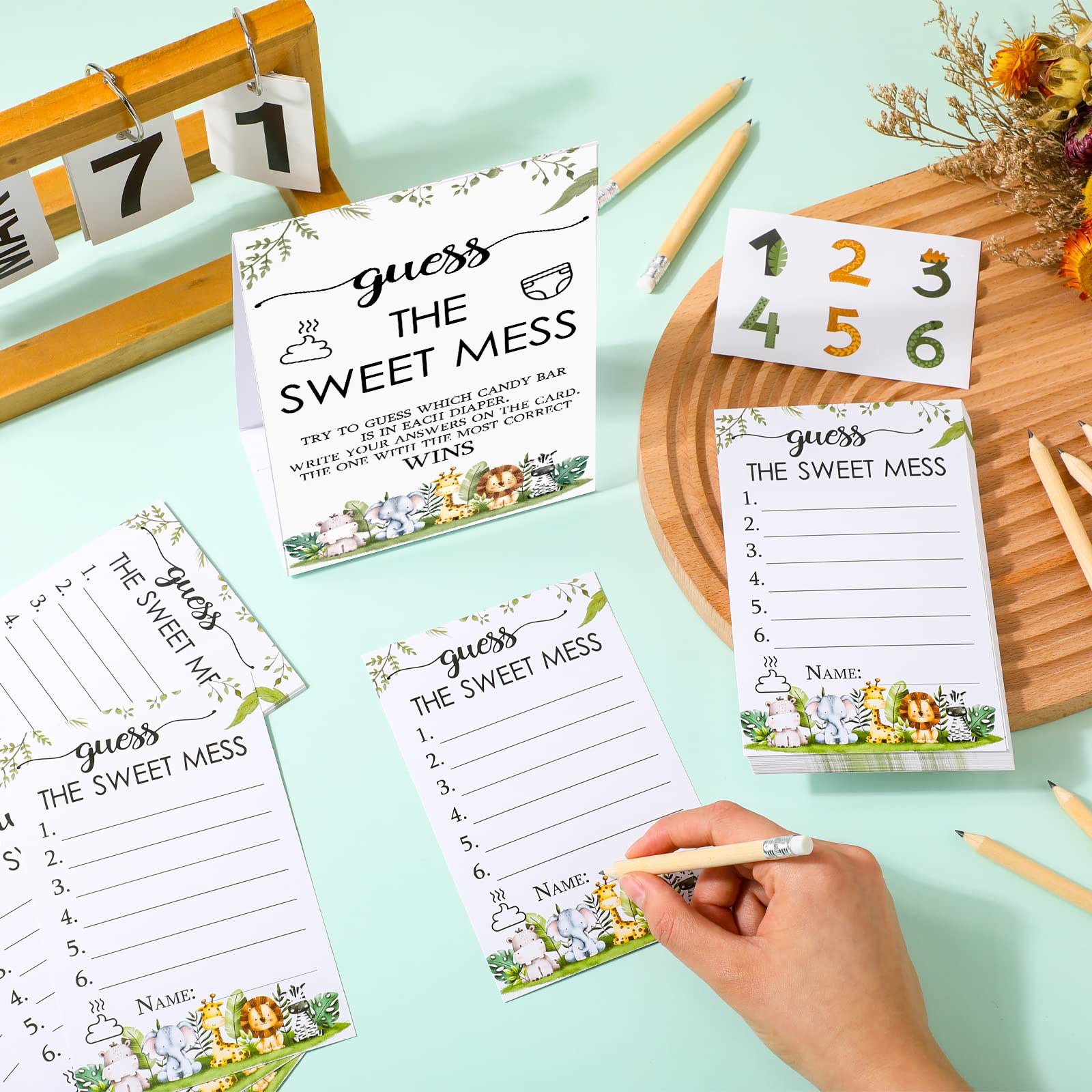 67 Pcs Guess The Sweet Mess Baby Shower Game Dirty Diaper Game Including Guess The Sweet Mess Sign 50 Small Cards 10 Pencils And