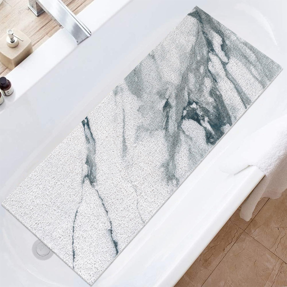 Shower Mat Bathtub Mat Non-Slip - 16X39 Inch Soft Comfort Bath Mat With Drainage Holes, Pvc Loofah Massage Bathmat For Shower, T
