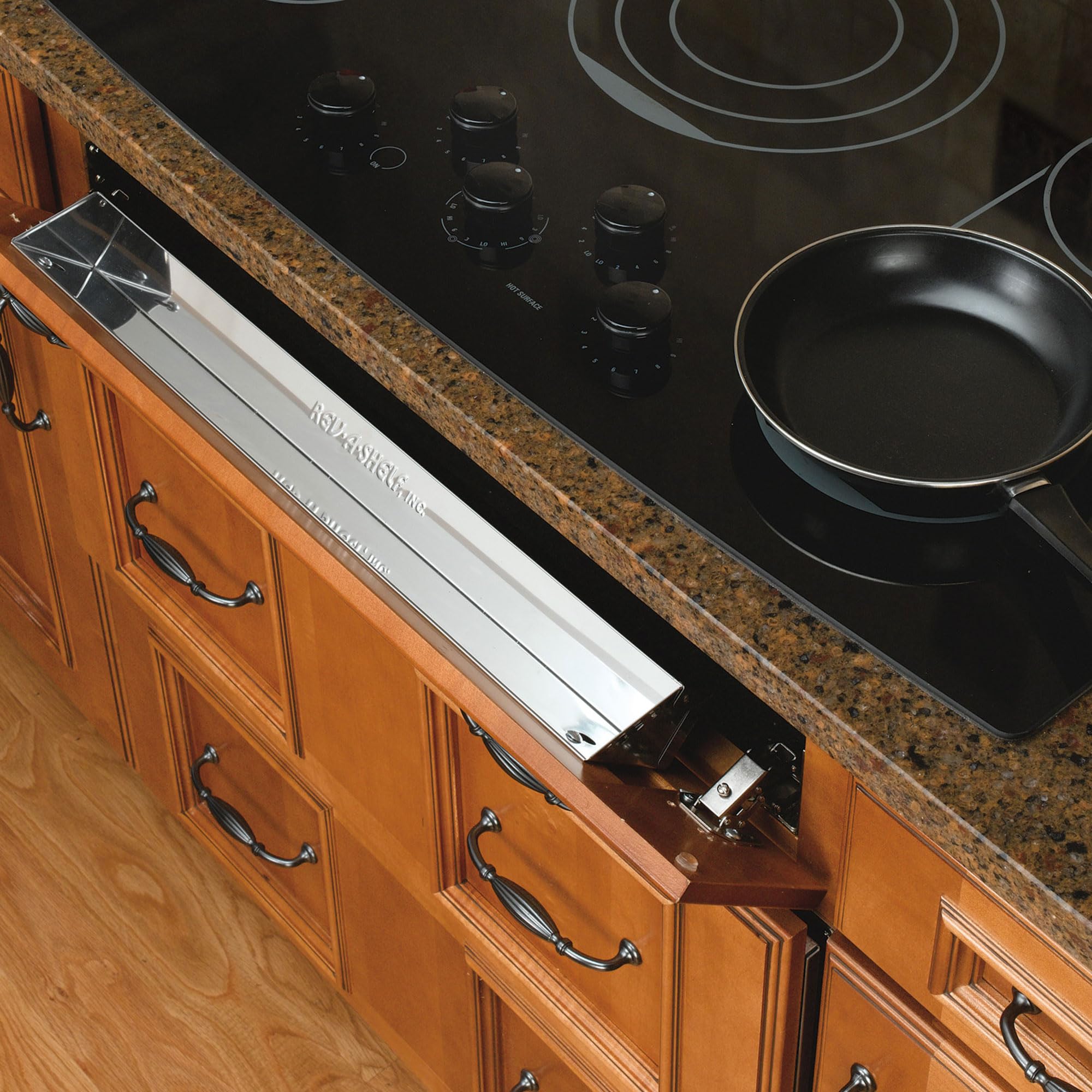 Rev-A-Shelf 28'' Slim Tip-Out Sink Tray For Kitchen And Bathroom Base Cabinets, Large Pull Out Stainless Steel Storage Organizer