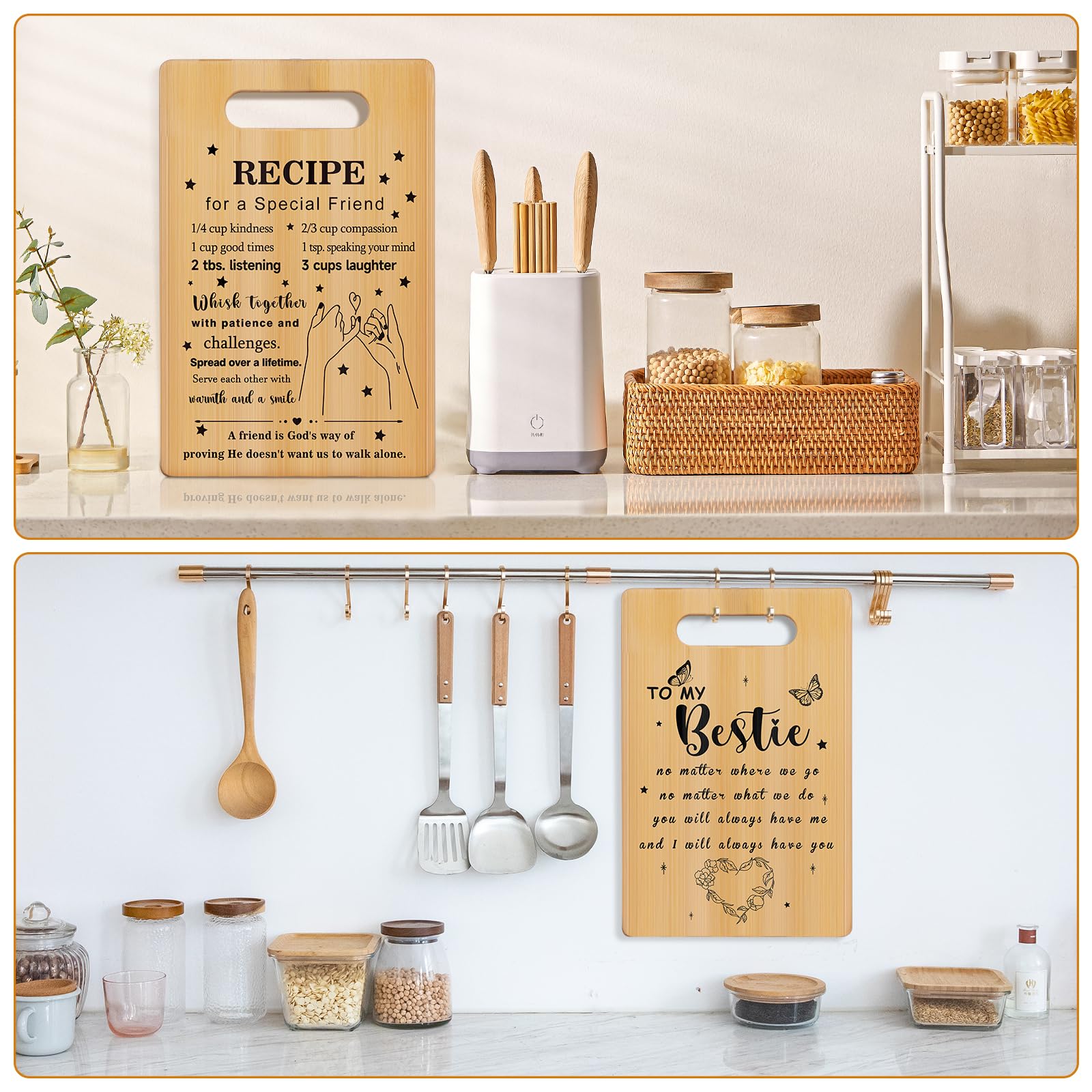 Best Friend Birthday Gifts for Women, Friendship Bestie Gifts for Female Friends, Unique Engraved Cutting Board Present, Inspira