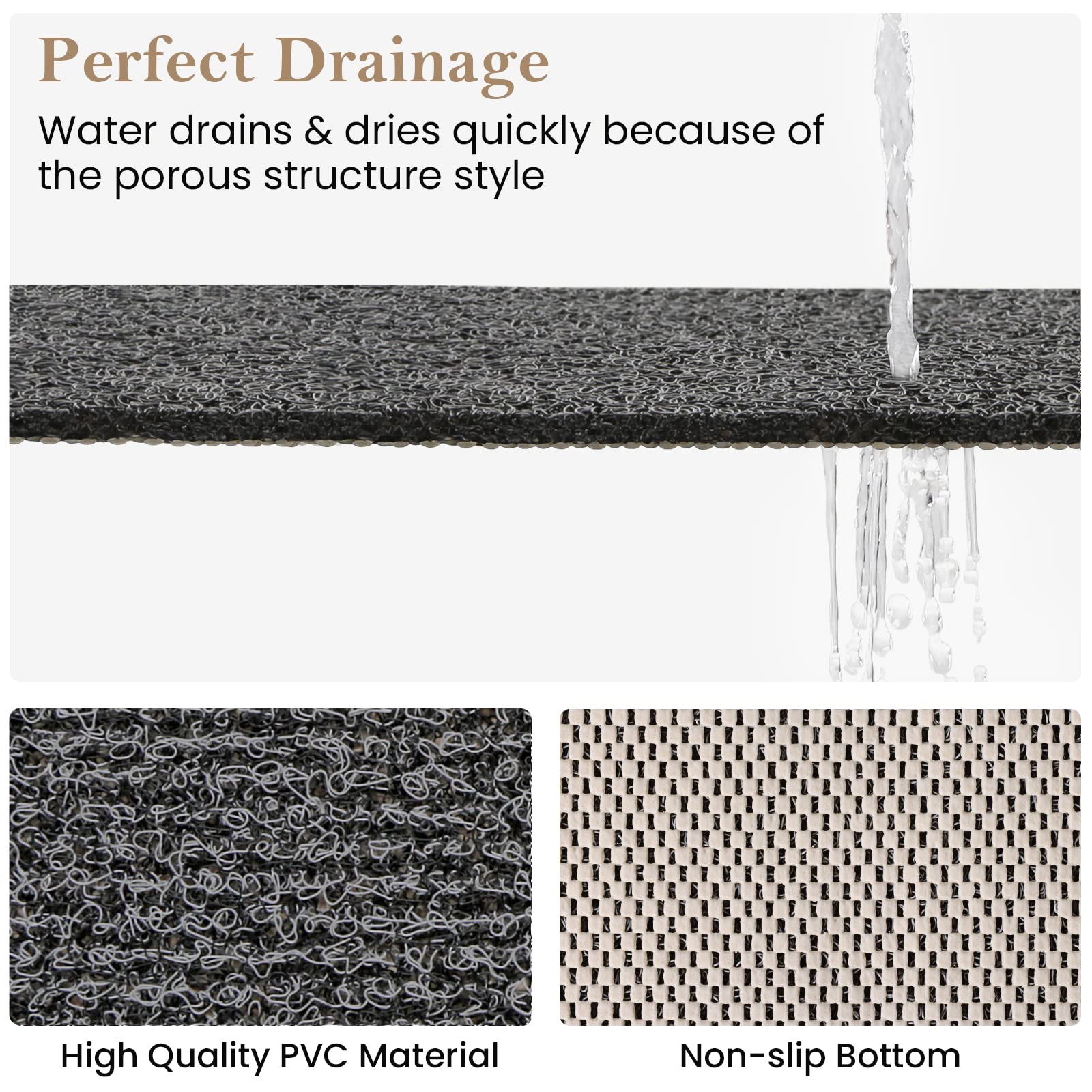Shower Mat Bathtub Mat Non-Slip,47X16 Inch, Soft Tub Mat With Drain,Pvc Loofah Bath Mat (Phthalate Free) For Tub And Bathroom,Qu
