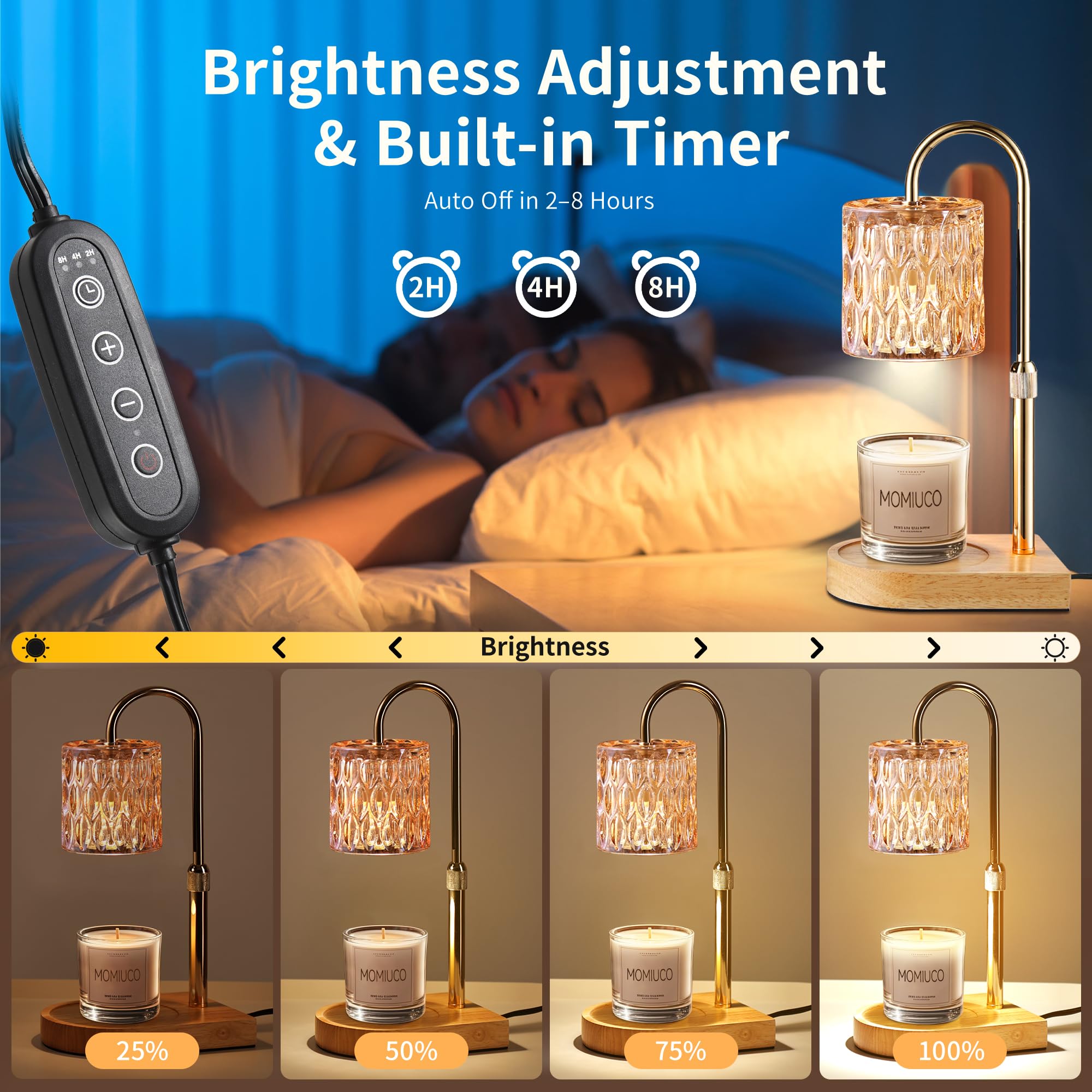 MOMIUCO Candle Warmer Lamp, Electric Candle Lamp Warmer, House Warming Gifts New Home Bedroom Decor, Birthday Gifts for Women Mo