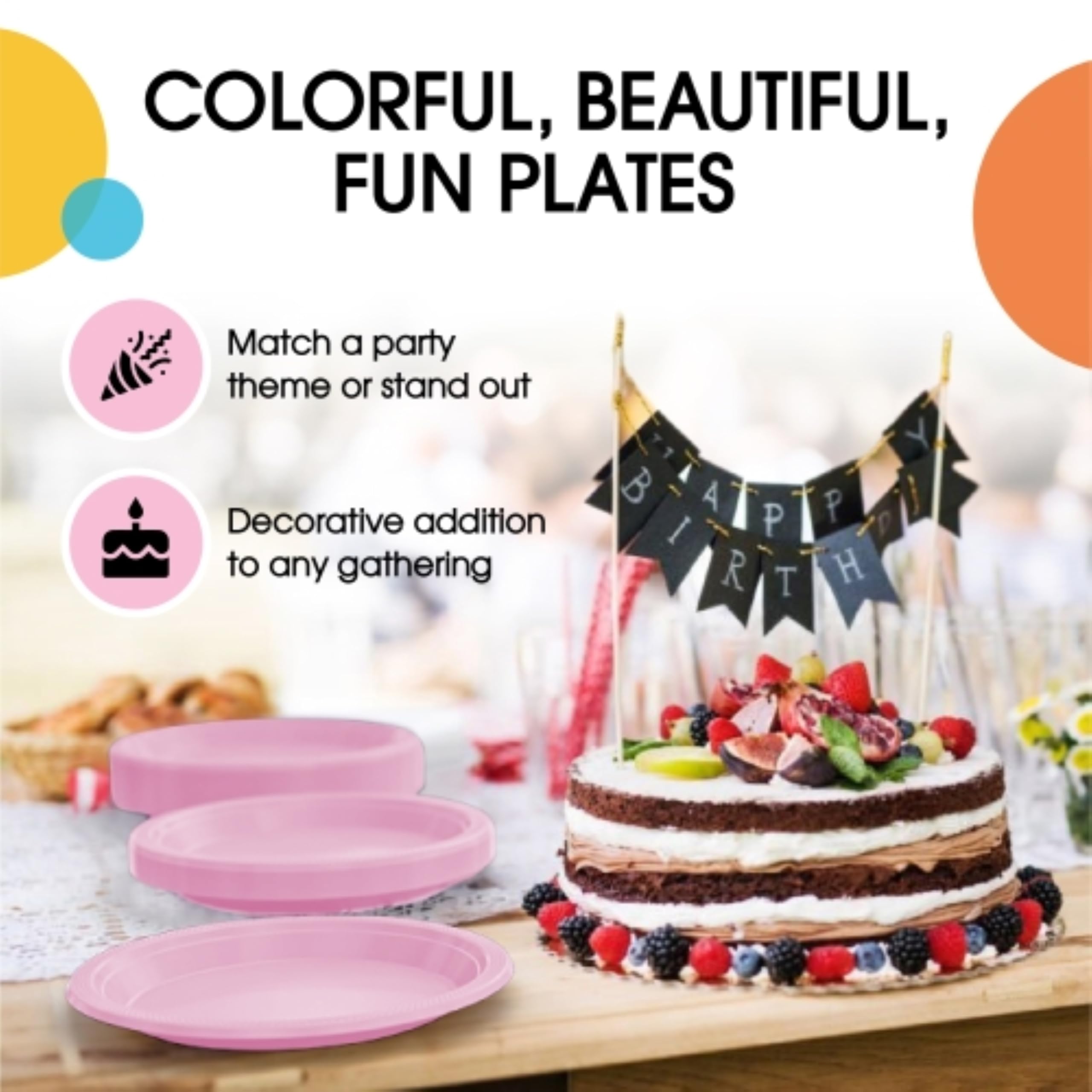 Exquisite Pink Plastic Plates For Party 9 Pink Disposable Plates For Party Supplies 50 Pcs Disposable Dinner Plate Heavy Duty