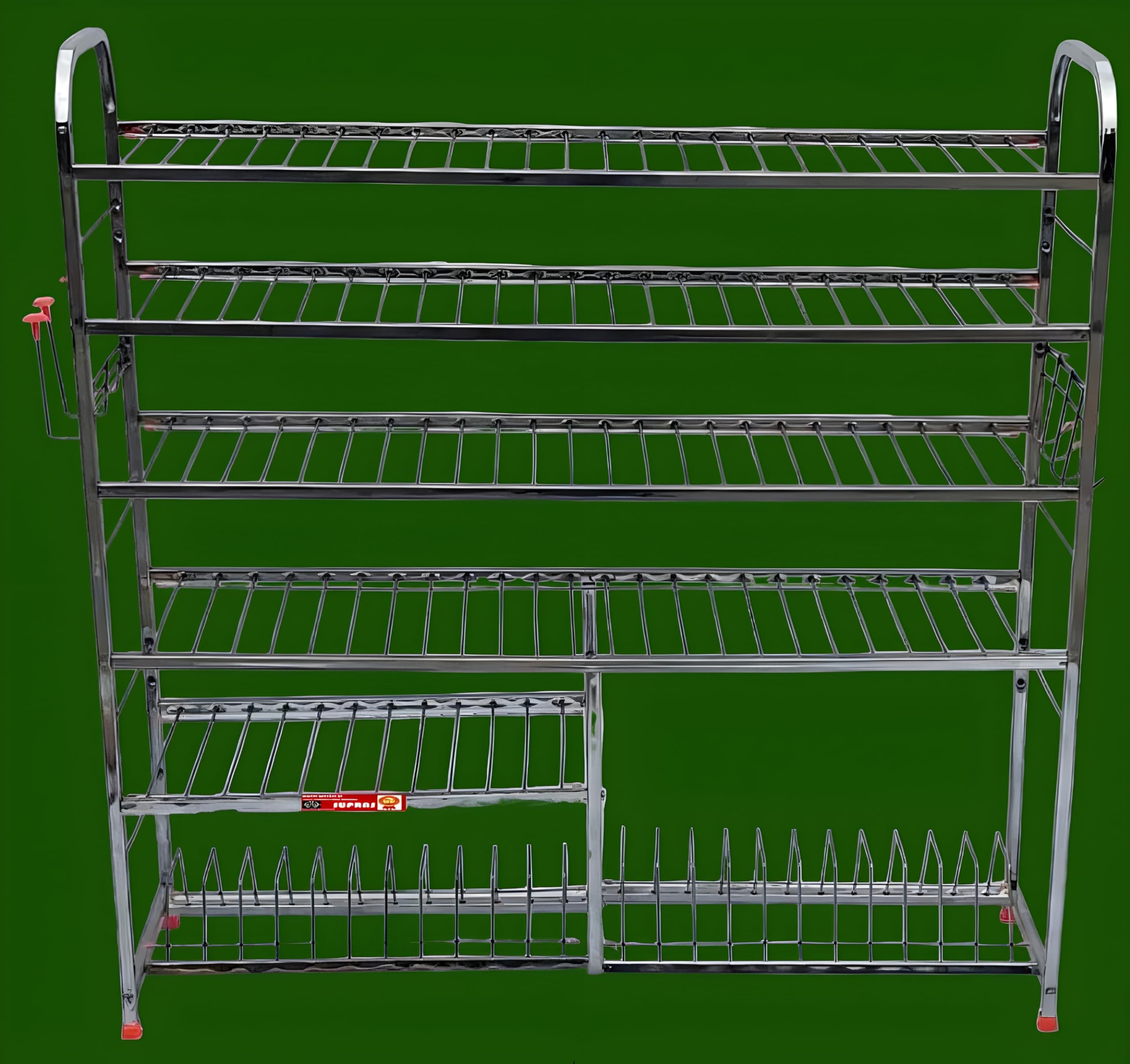 Supras Giant Stainless Steel 6 Layer Wall Mount Kitchen Dish Rack | Utensils Rack With Plate & Cutlery Stand | Modular Kitchen S