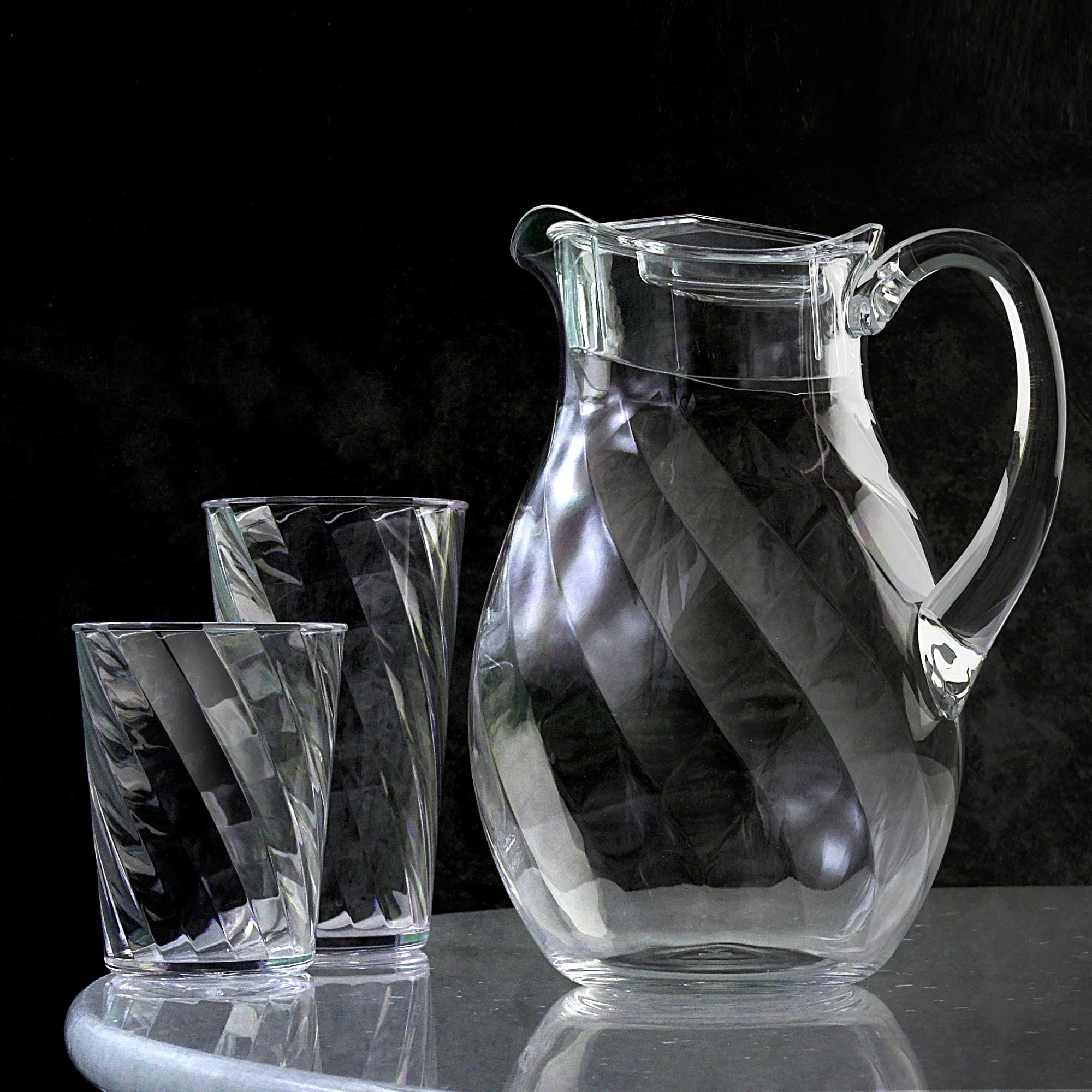 Amazing Abby - Glacier - 14-Ounce Plastic Tumblers (Set of 8)  Plastic Drinking Glasses  All-Clear High-Balls  Reusable Plastic Cups  Stackable  BPA-Free  Shatter-Proof  Dishwasher-Safe