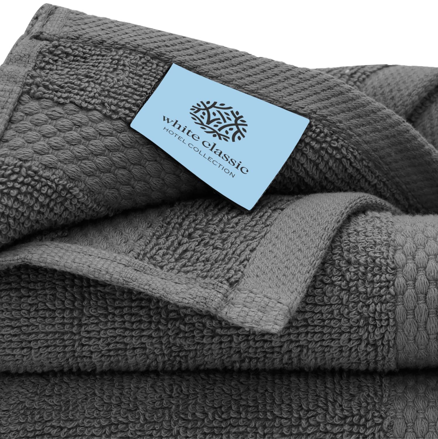 White Classic Luxury Grey Bath Towel Set - Combed Cotton Hotel Quality Absorbent 8 Piece Towels | 2 Bath Towels 700GSM | 2 Hand Towels | 4 Washcloths [Worth $72.95] 8 Pack | Gray