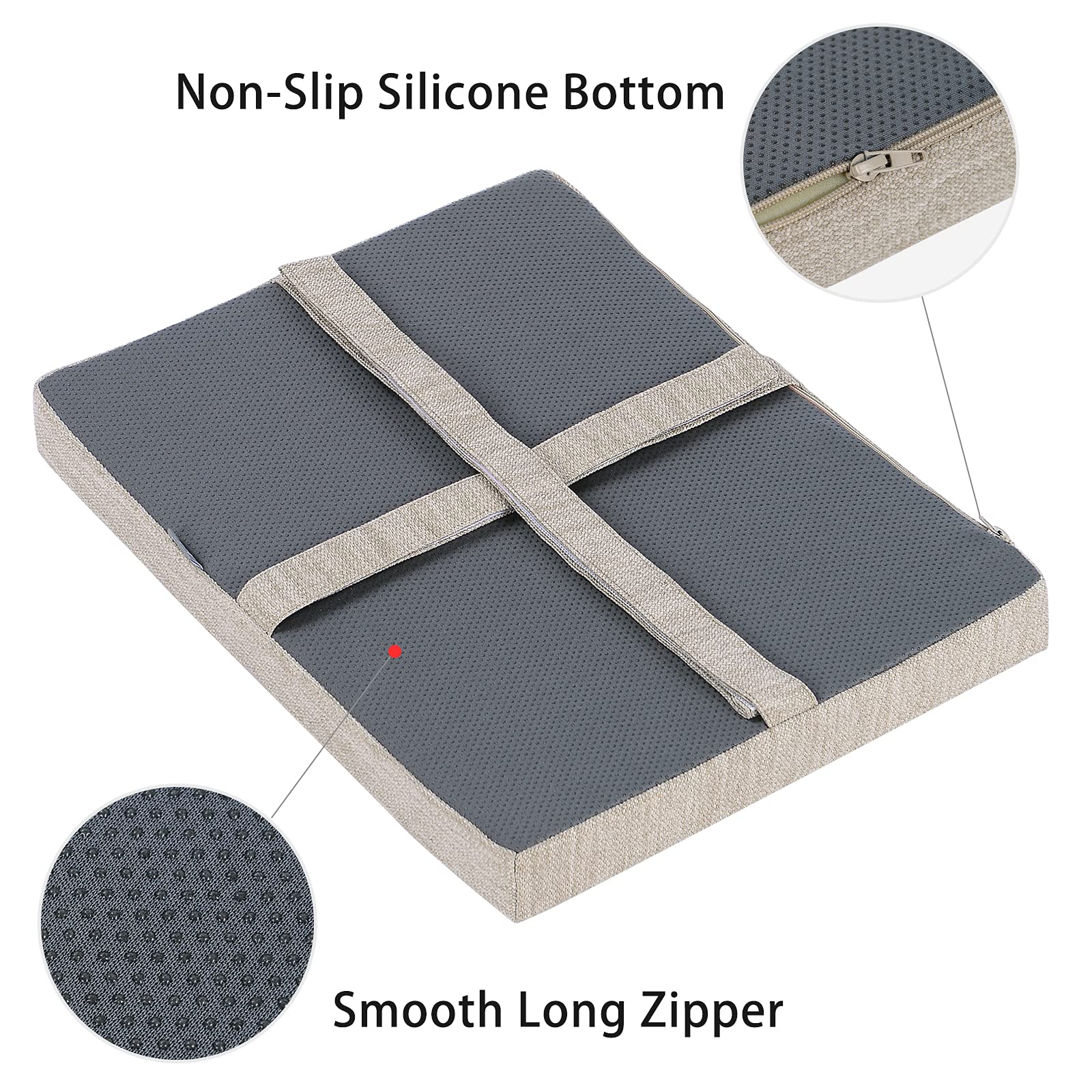 Baibu Set Of 2 Rectangle Bar Stool Cushions, Non-Slip Dining Bar Stool Cushion Pads Kitchen Bench Stool Cushions With Machine Wa