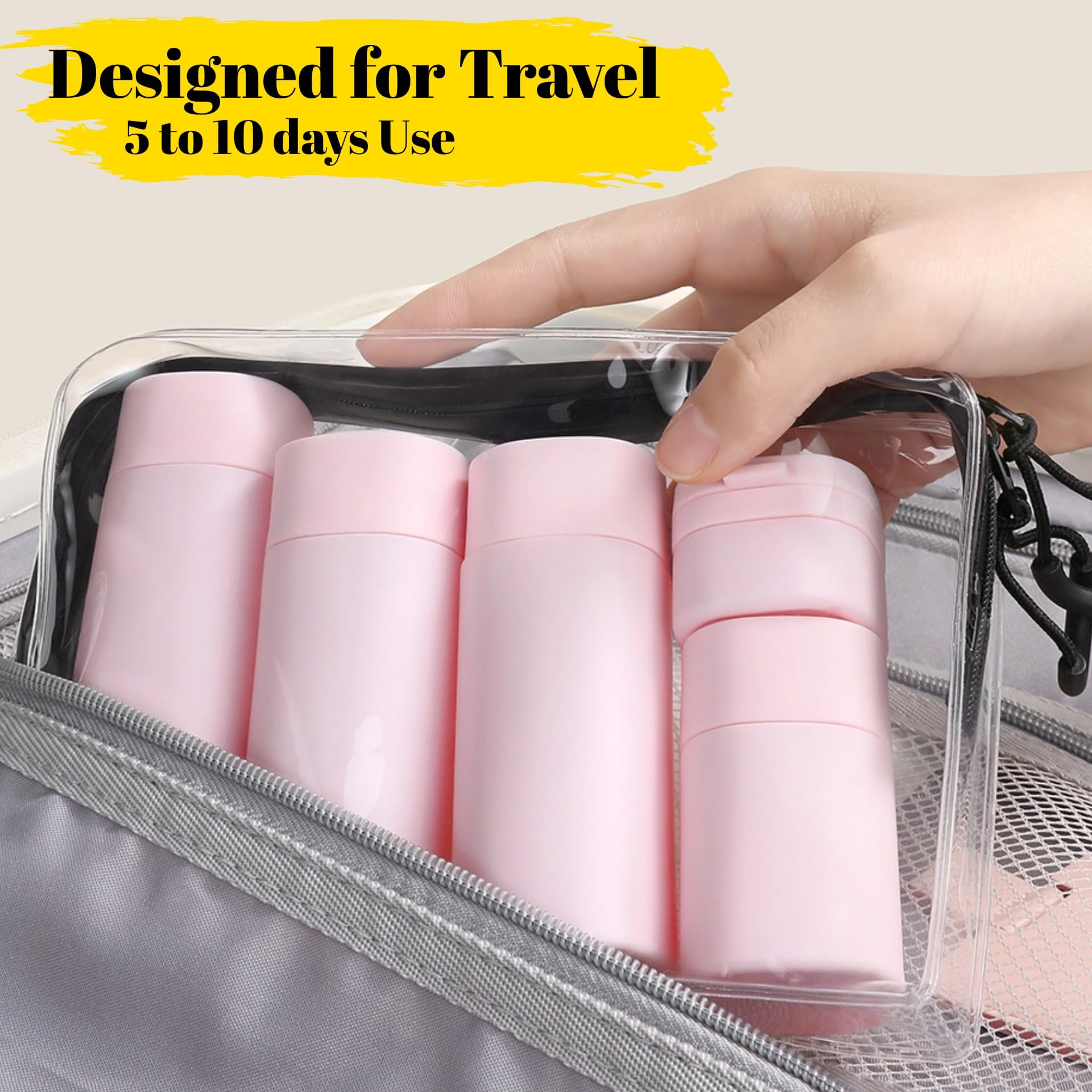 Fanpoi 5Pcs Travel Bottles Toiletry Containers Set, Tsa Approved, Travel Essentials, Portable Travel Bottles With Clear Toiletry
