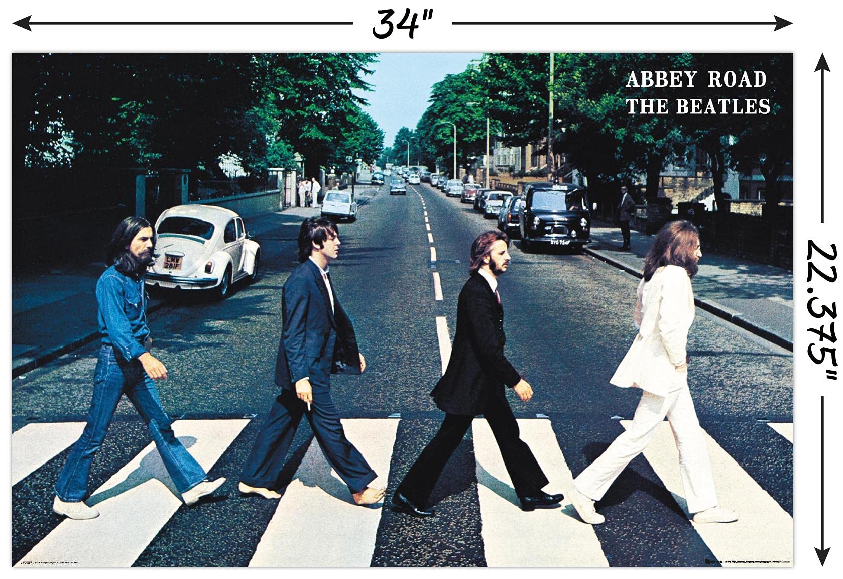 Trends International Beatles Abbey Road Wall Poster, Unframed, 22.375" x 34", Model RP15893, Ideal for Bedroom Decor