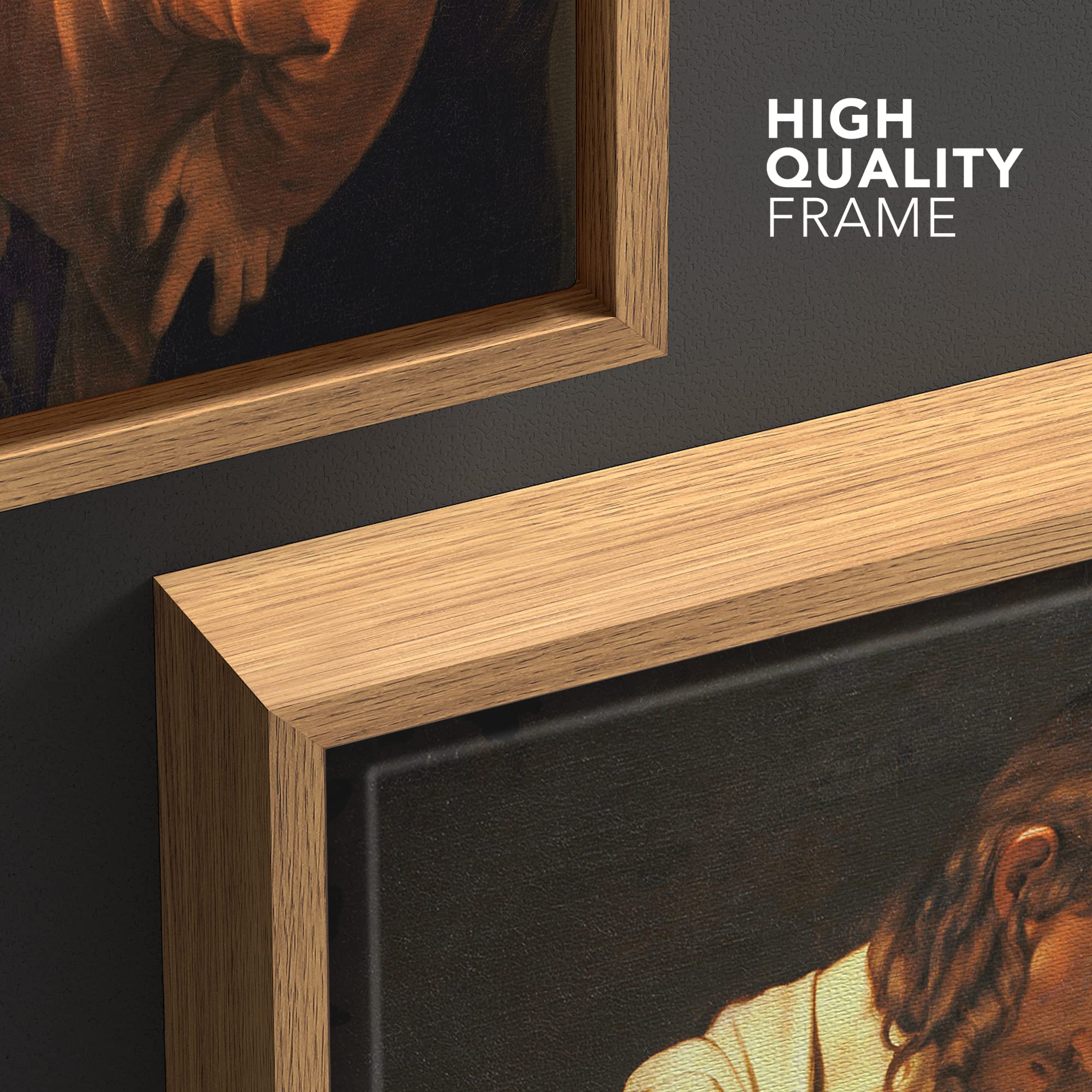 Wall26 - The Incredulity Of Saint Thomas By Caravaggio - Framed Canvas Print Wall Art Famous Painting Reproduction - 16''X24'' N