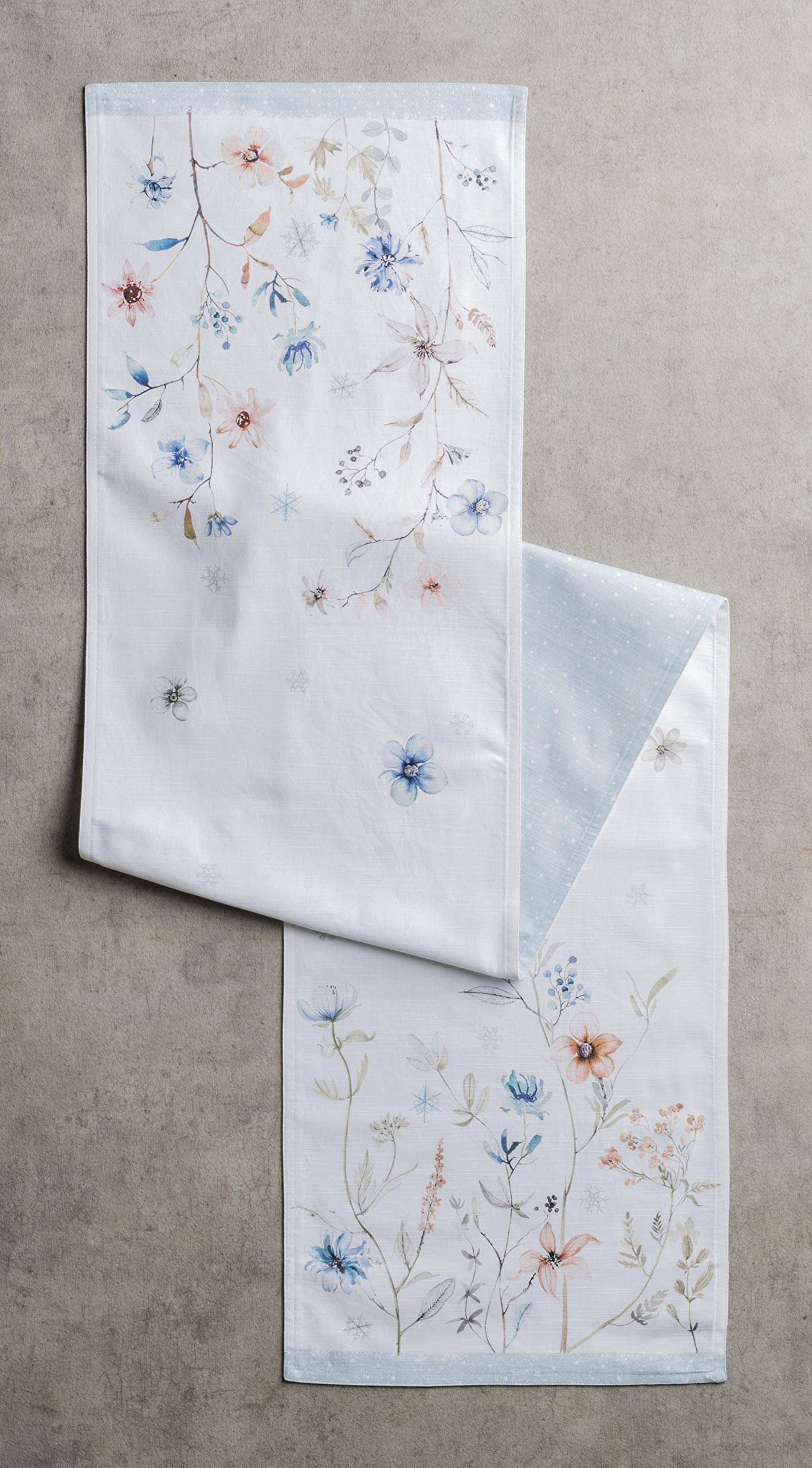 Maison D' Hermine Ice Florals 100% Cotton Table Runner Farmhouse Tabletop Cover For Home Kitchen Dining D