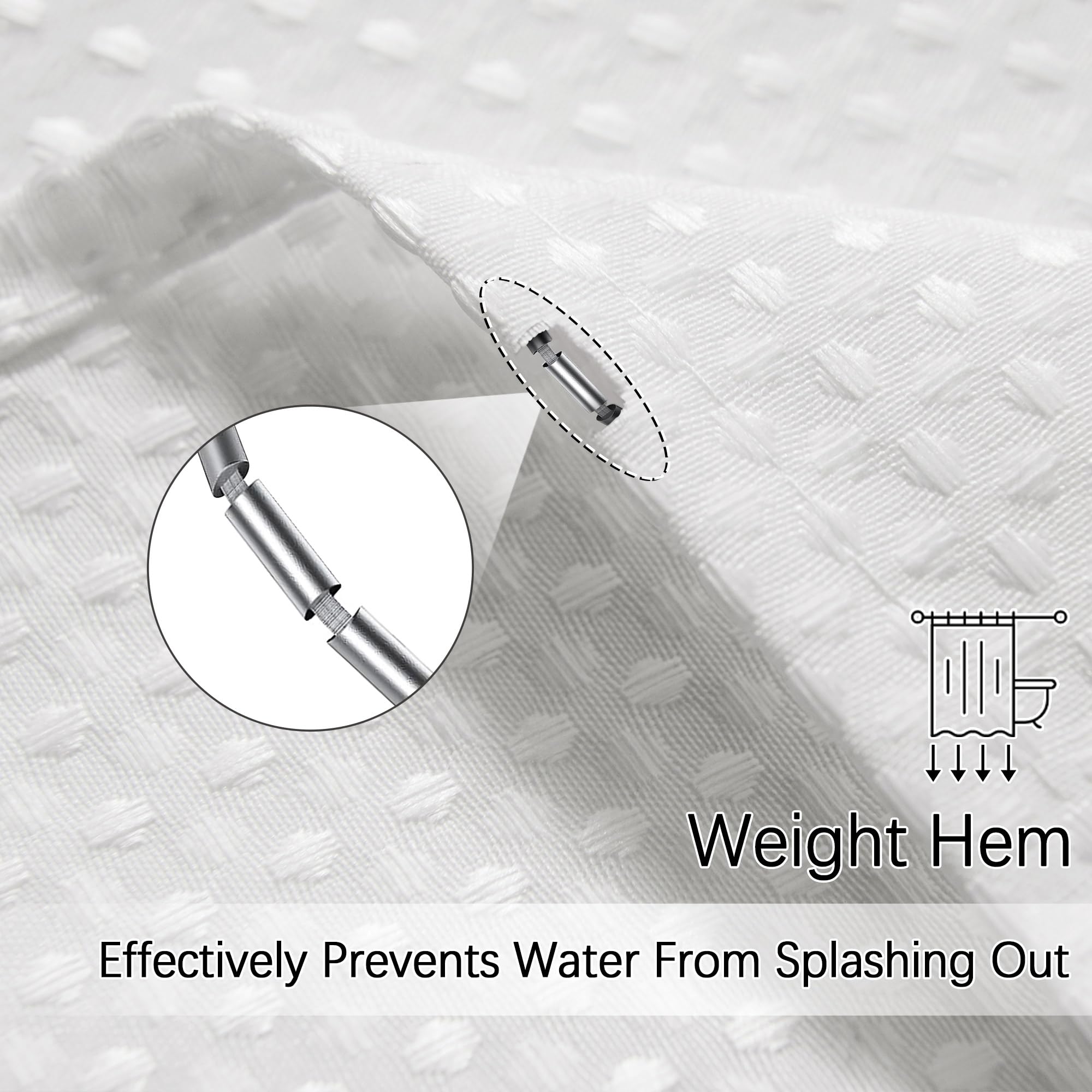 Pangsinne Stall Waterproof Shower Curtain Waffle Weave 60 Inches Beige Heavy Duty Shower Curtain For Bathroom, Machine Washable