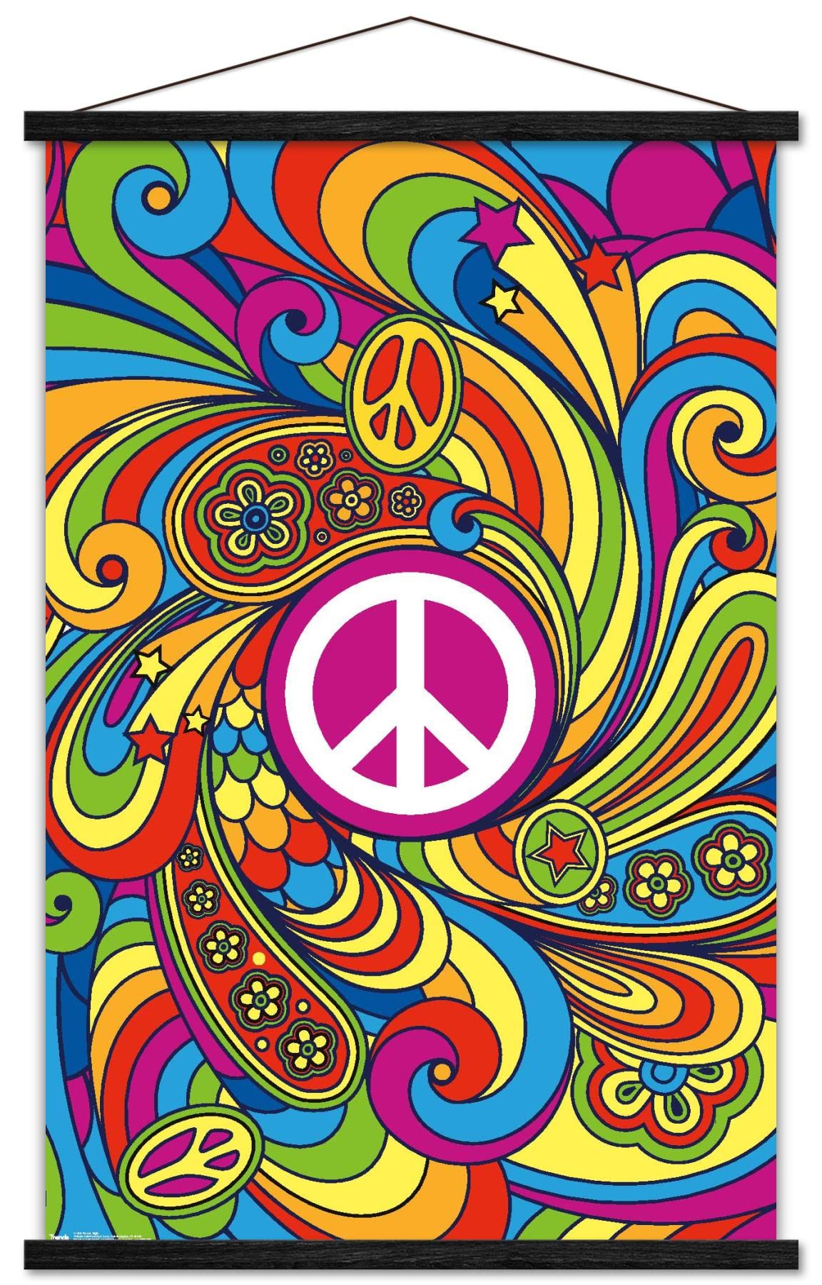 Trends International Peace Sign Wall Poster, 22.375'' X 34'', Premium Print And Black Hanger Bundle