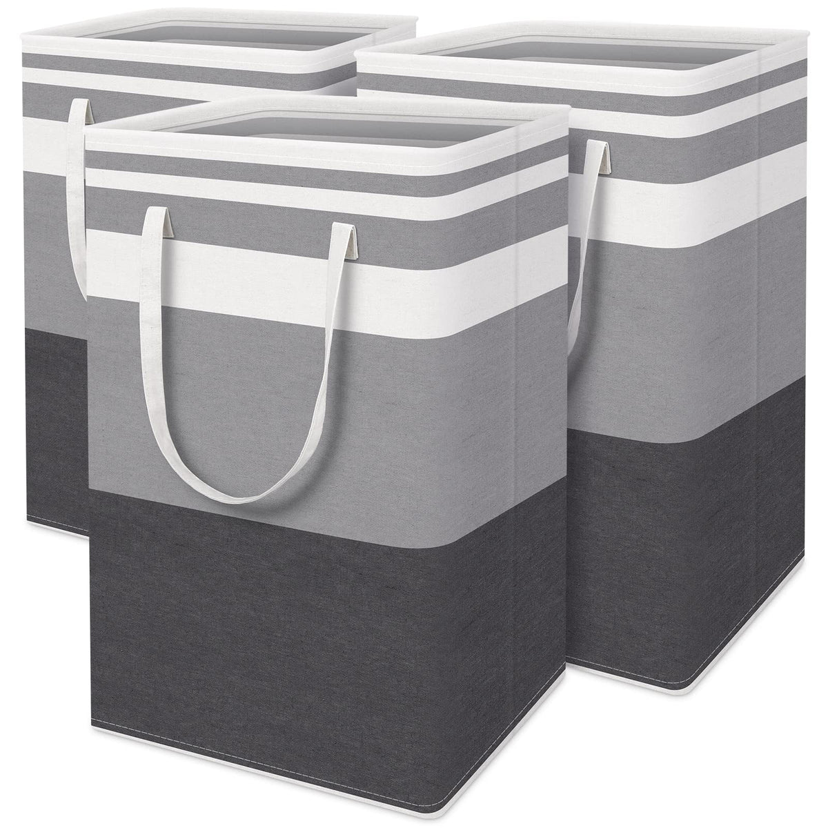 Homehacks 3-Pack Large Laundry Basket,75L Each Waterproof, Freestanding Laundry Hamper, Collapsible Tall Clothes Hamper With Ext