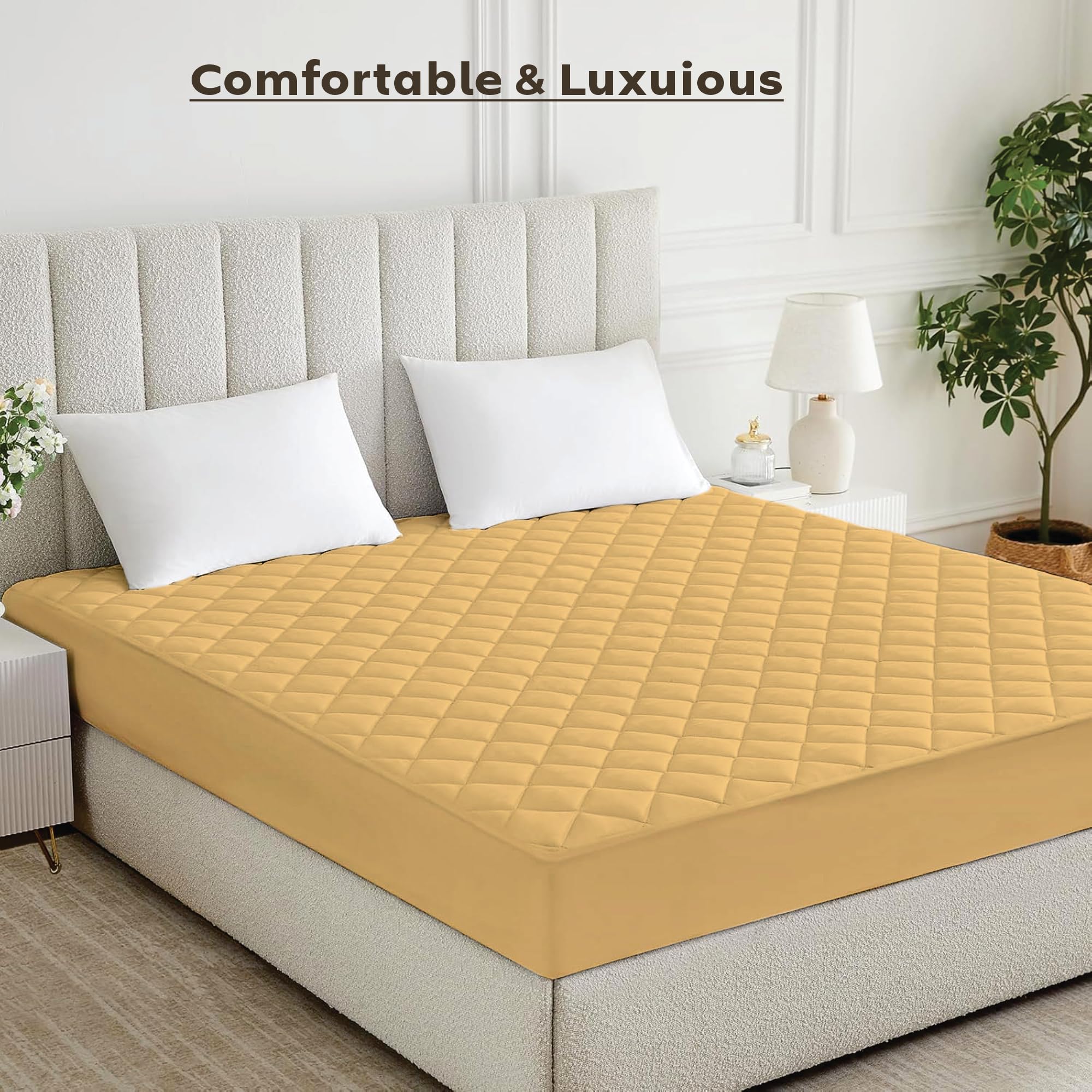 Ayka Waterproof Cotton Quilted Mattress Protector King Size Breathable Hypoallergenic Noiseless Ultra Soft Fitted Bed Protector