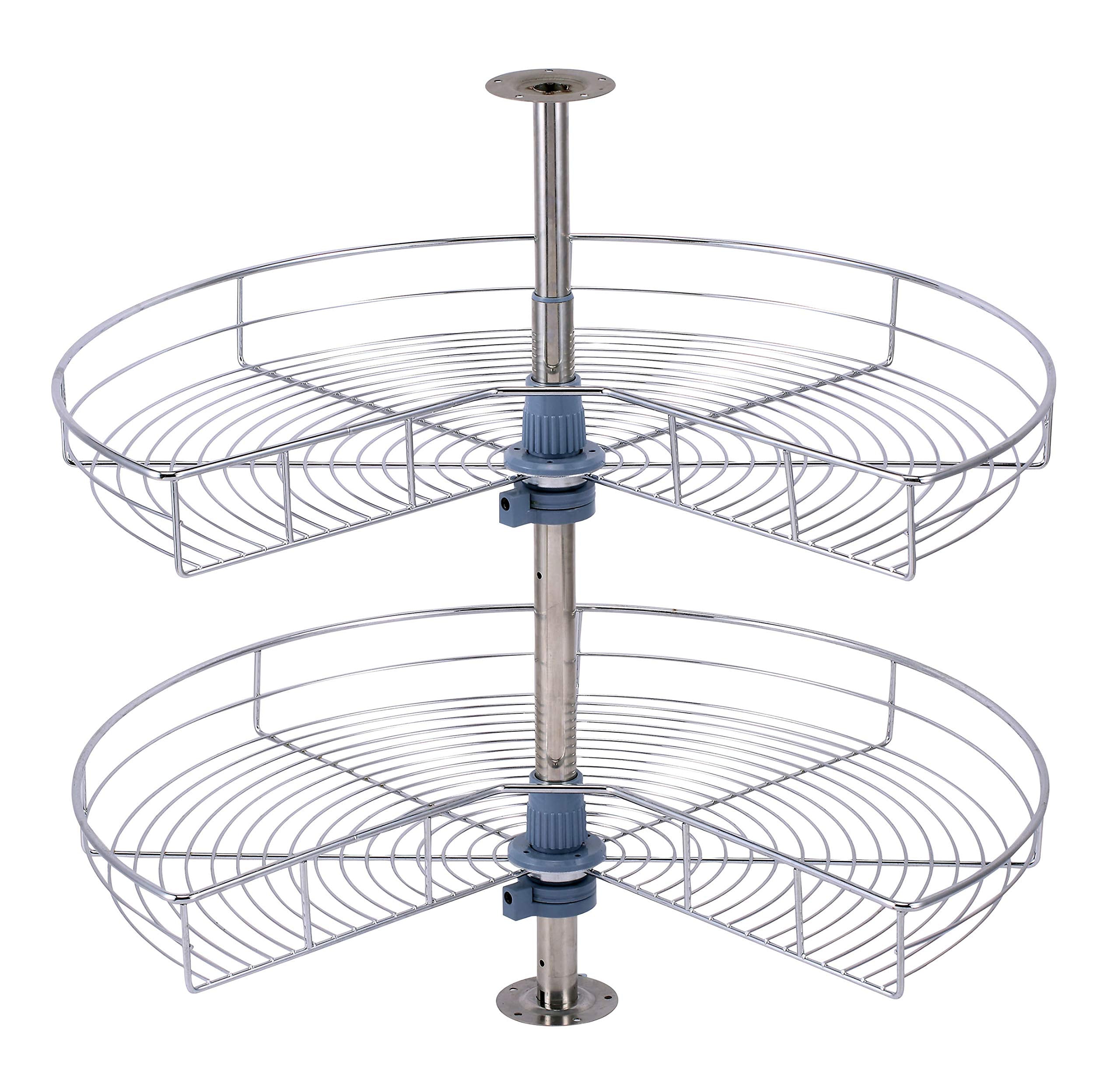 Dowell 28'' Kidney Chrome 2-Shelf Lazy Susan Kitchen Base Cabinet Corner Organizer - Cabinet Organization, Lazy Susan Turntable