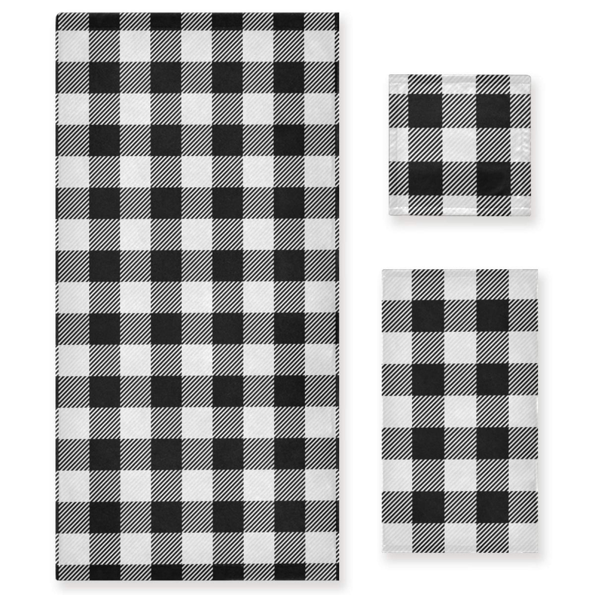 Qilmy Buffalo Plaid Bath Towels Absorbent Bath Towels Set Soft & Comfortable Towel Set For Home Hotel Decor, 3 Piece