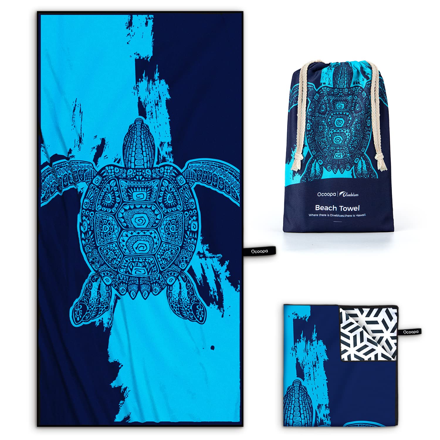 OCOOPA Microfiber Beach Towel - Oversized 71x32 - Quick Dry, Sand Free - Lightweight & Compact - Large Beach Towels for Swimming