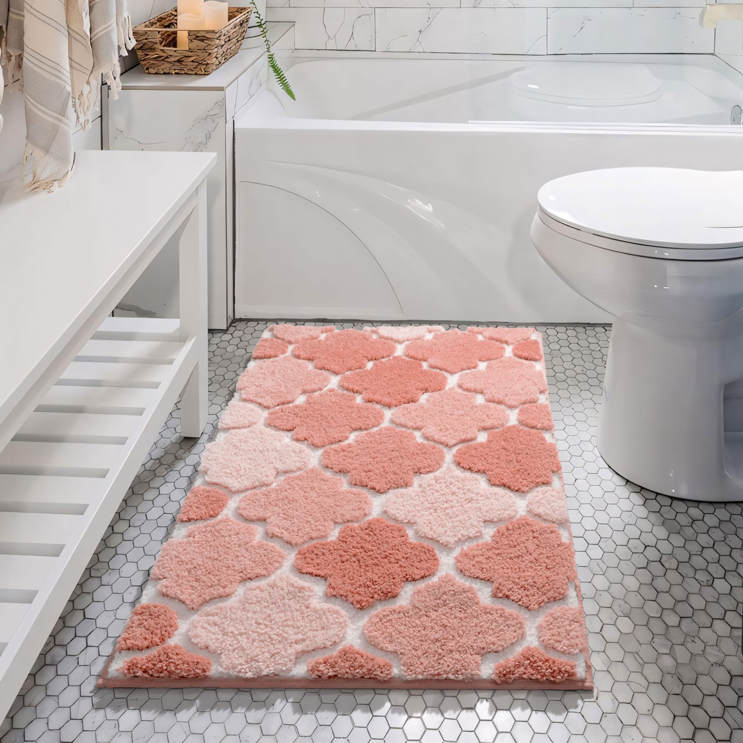 Dexde Bathroom Rugs Non-Slip, Bath Rugs Extra Absorbent Shaggy Bath Mats, Machine Washable Soft Plush Throw Rug For Bathroom Flo