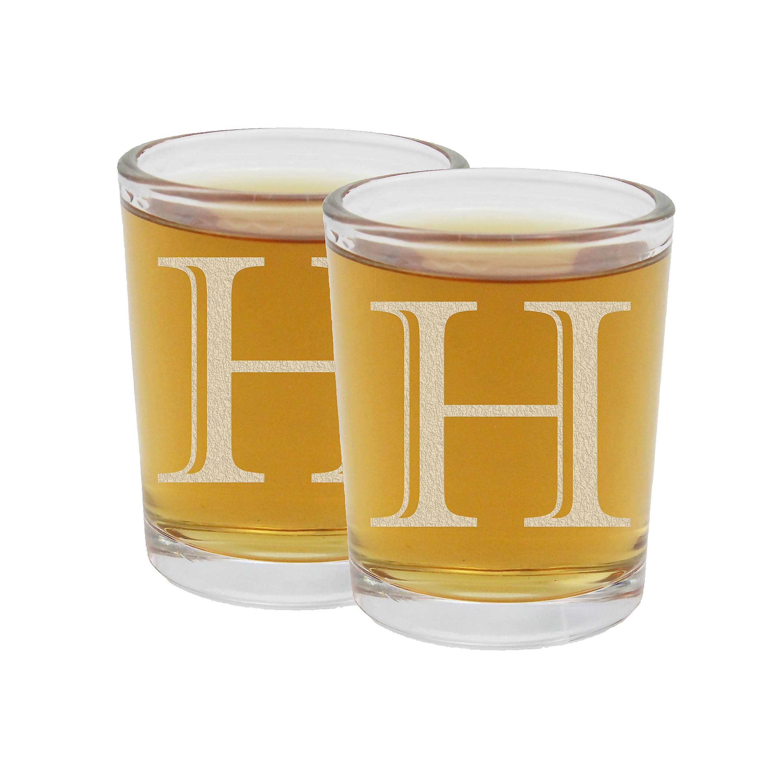 2Pk Etched Monogram 2.5Oz Shot Glasses (Letter H) A-Z Personalized Shot Glass, Custom Shot Glasses,Set Of Two Shot Glasses, Init