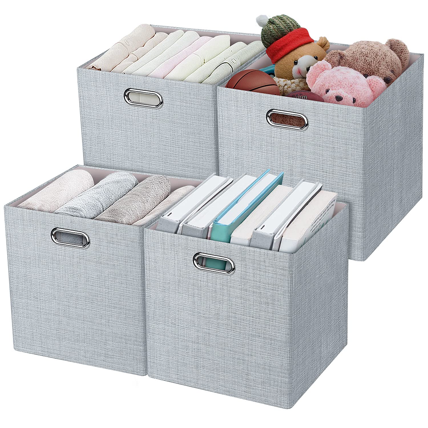 Posprica 3X Thicker Fabric Storage Cubes 13 Inch Collapsible Storage Bins For Organization, Cubby Storage Baskets For Organizing