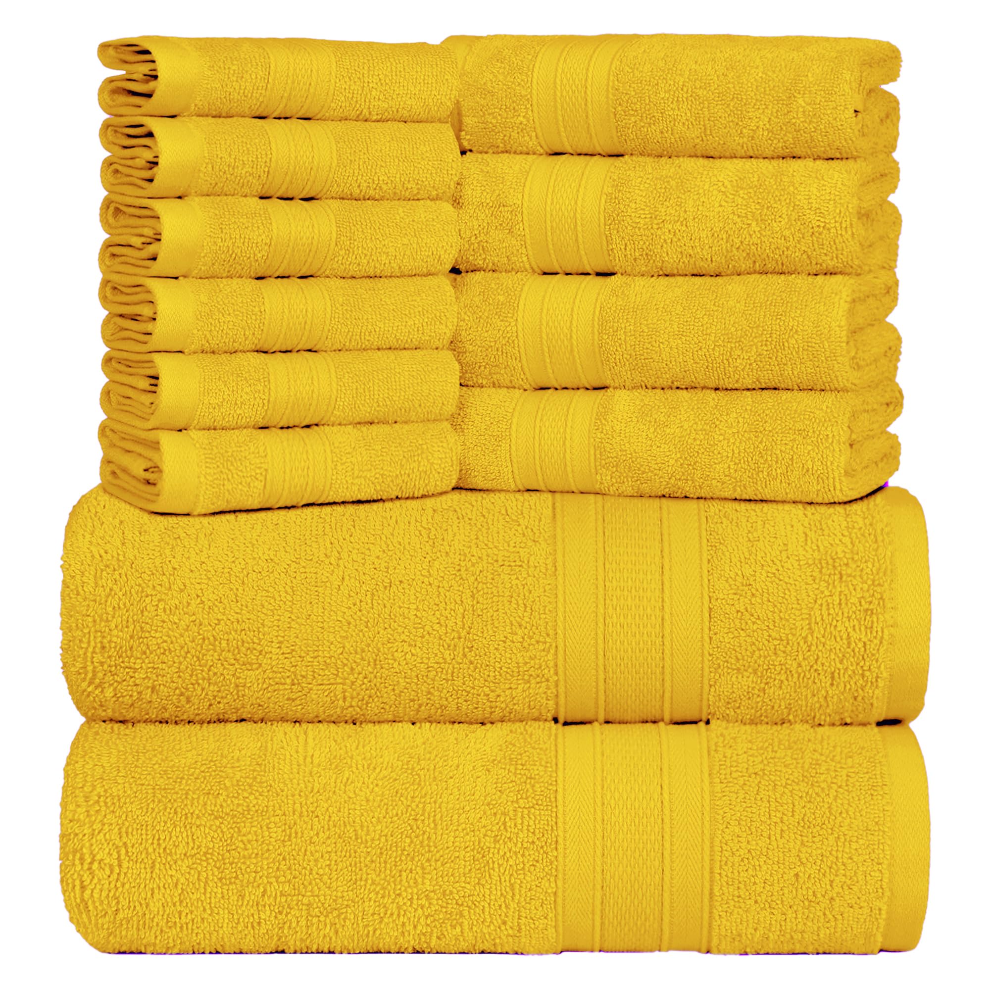 Trident Soft Comfort Air Rich Towels For Bath, 100% Cotton Towel, Super Soft, Highly Absorbent, 12 Pieces Towel Set, 500 Gsm - M