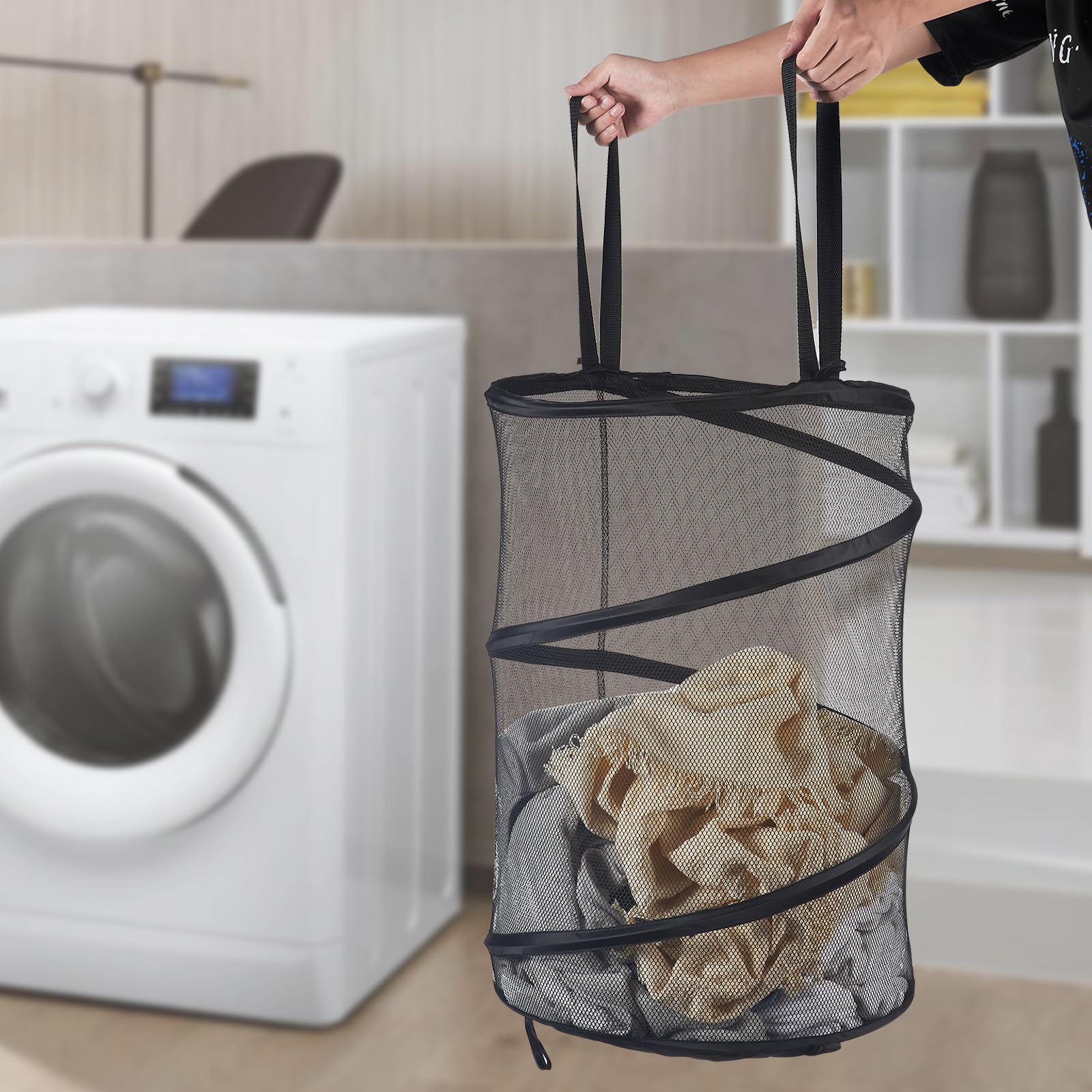 2Pcs Mesh Popup Laundry Hamper 115L Extra Large Collapsible Laundry Basket Foldable Clothing Storage Basket With Handles No Lid