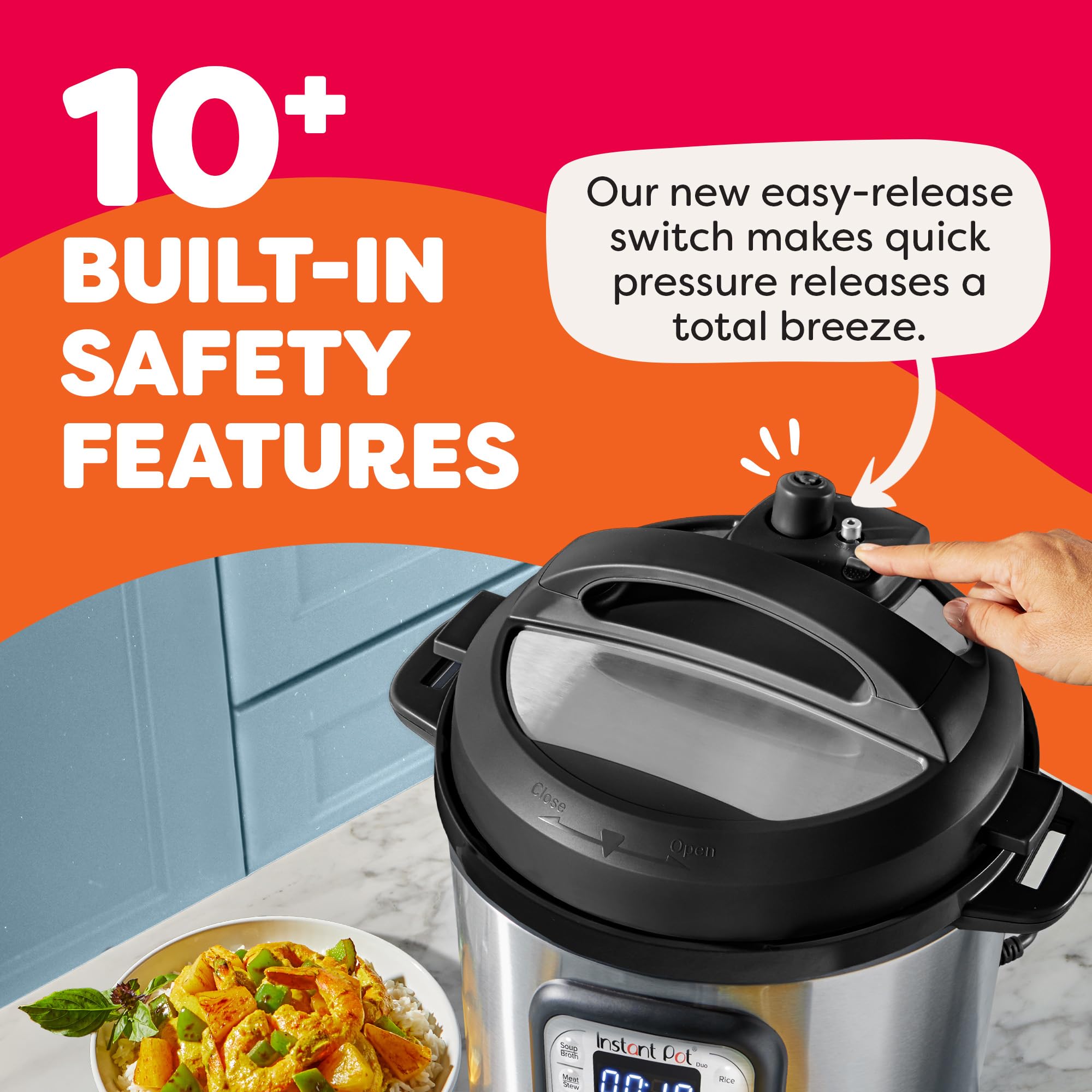 Instant Pot Duo 7-in-1 Electric Pressure Cooker, 6 Quart Stainless Steel, Model DUO 60, Includes App with 800+ Recipes