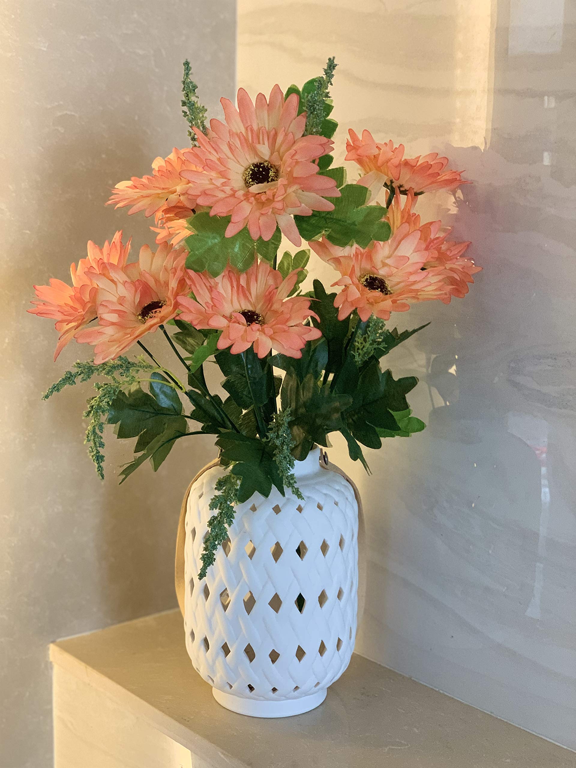 Fourwalls Beautiful Decorative Artificial Garabara Flower Bunches for Home Decor (48 cm Tall, 10 Heads, Orange)