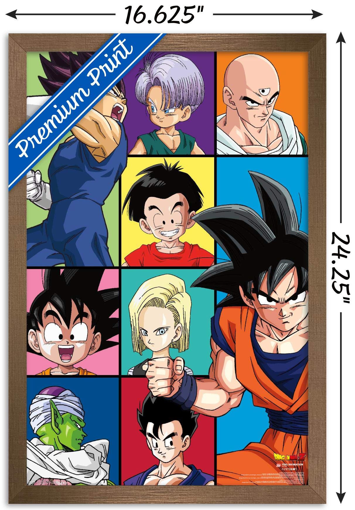Trends International Dragon Ball Z - Grid Wall Poster, 14.725'' X 22.375'', Bronze Framed Version