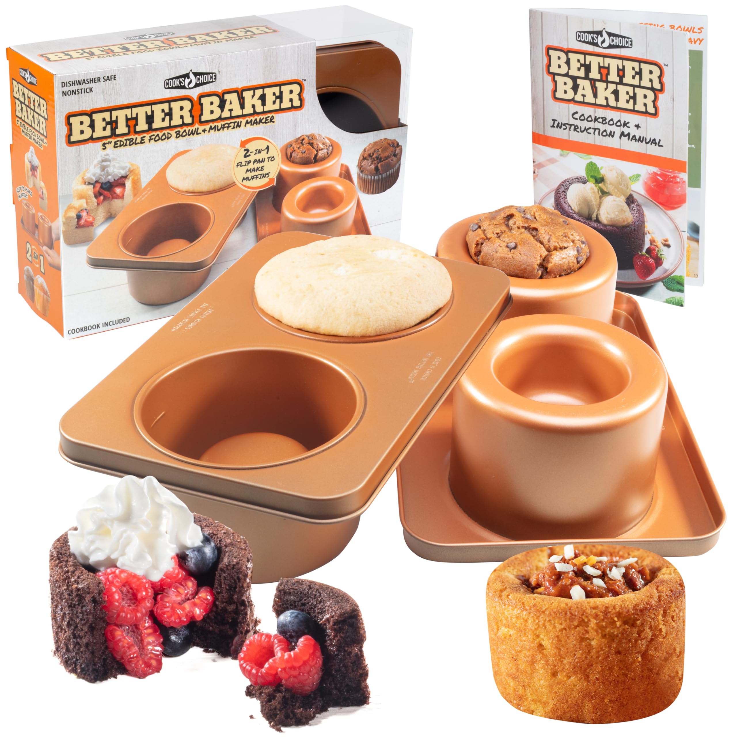 Cooks Choice Stainless Steel Food Bowl Maker & Muffin Pan w/Recipe Book