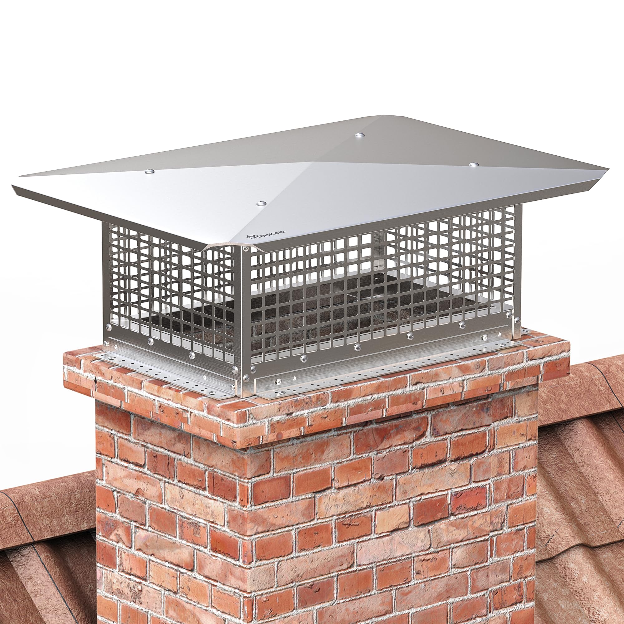 Yitahome Chimney Cap, 13'' X 21'' Chimney Cover For Outside, 304 Stainless Steel Fireplace Chimney Caps With Adjustable Metal St