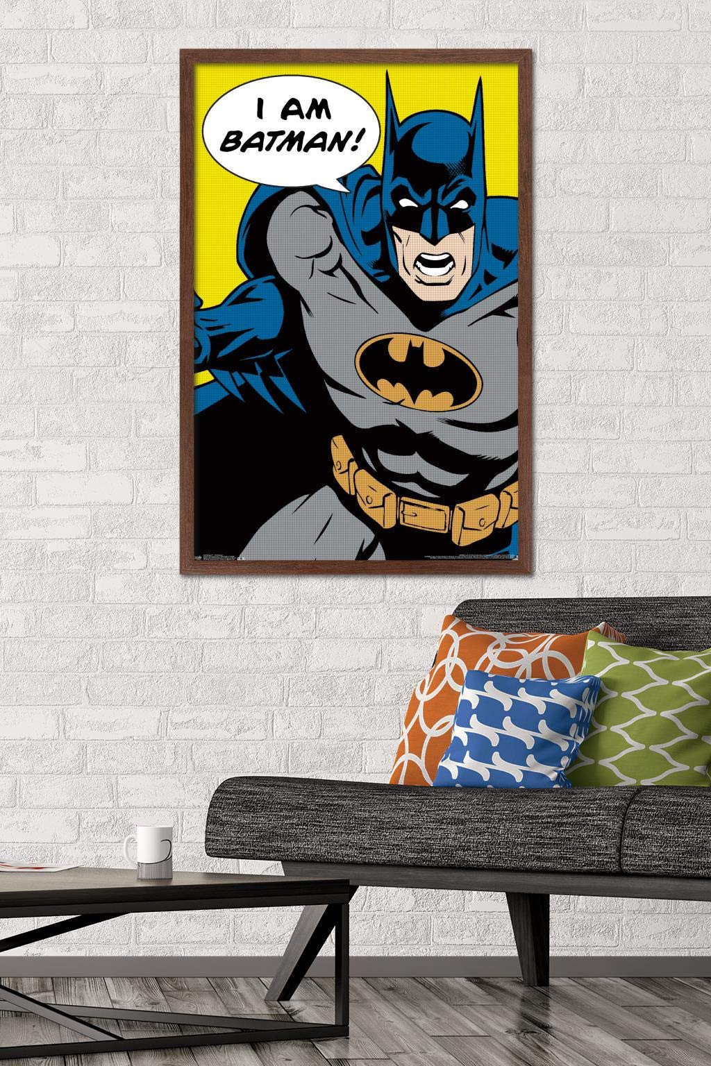 Trends International Dc Comics - Batman - I Am Batman Wall Poster, 22.375'' X 34'', Mahogany Framed Version