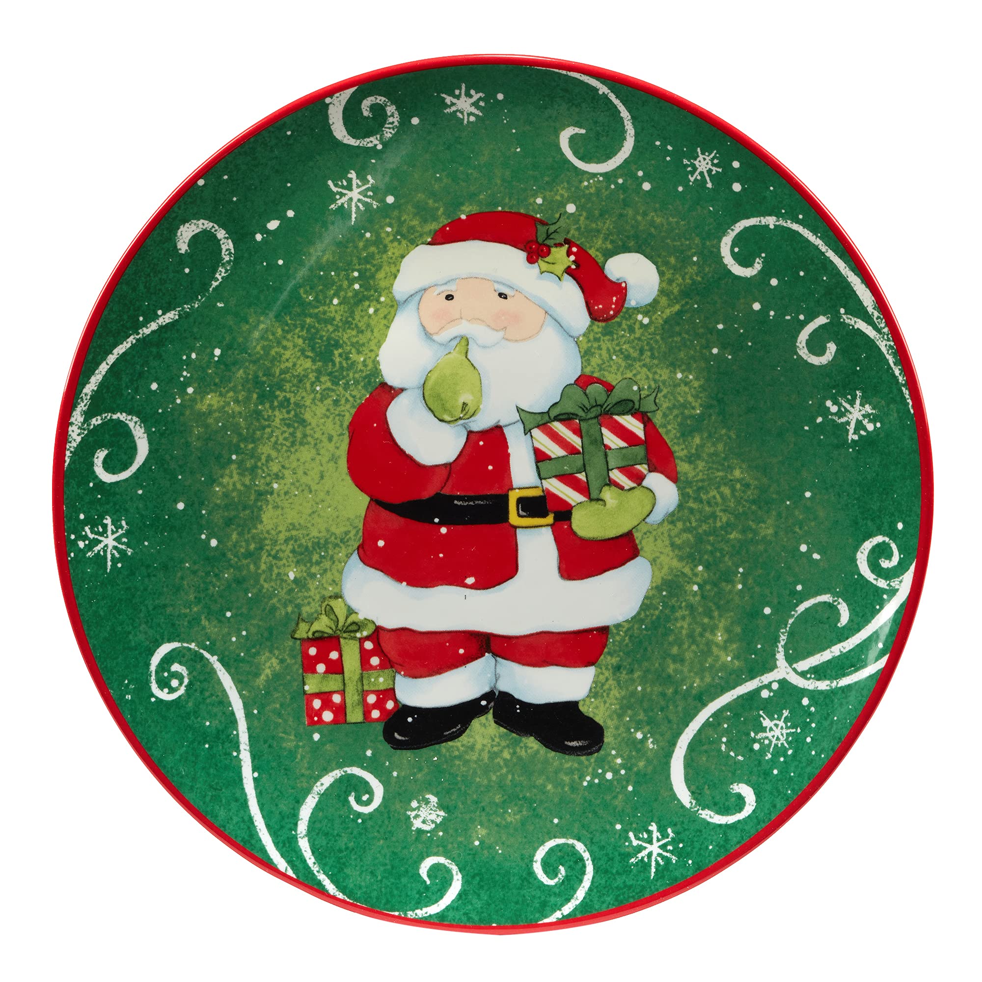 Certified International Holiday Magic Santa 9'' Dessert/Salad Plates, Set Of 4