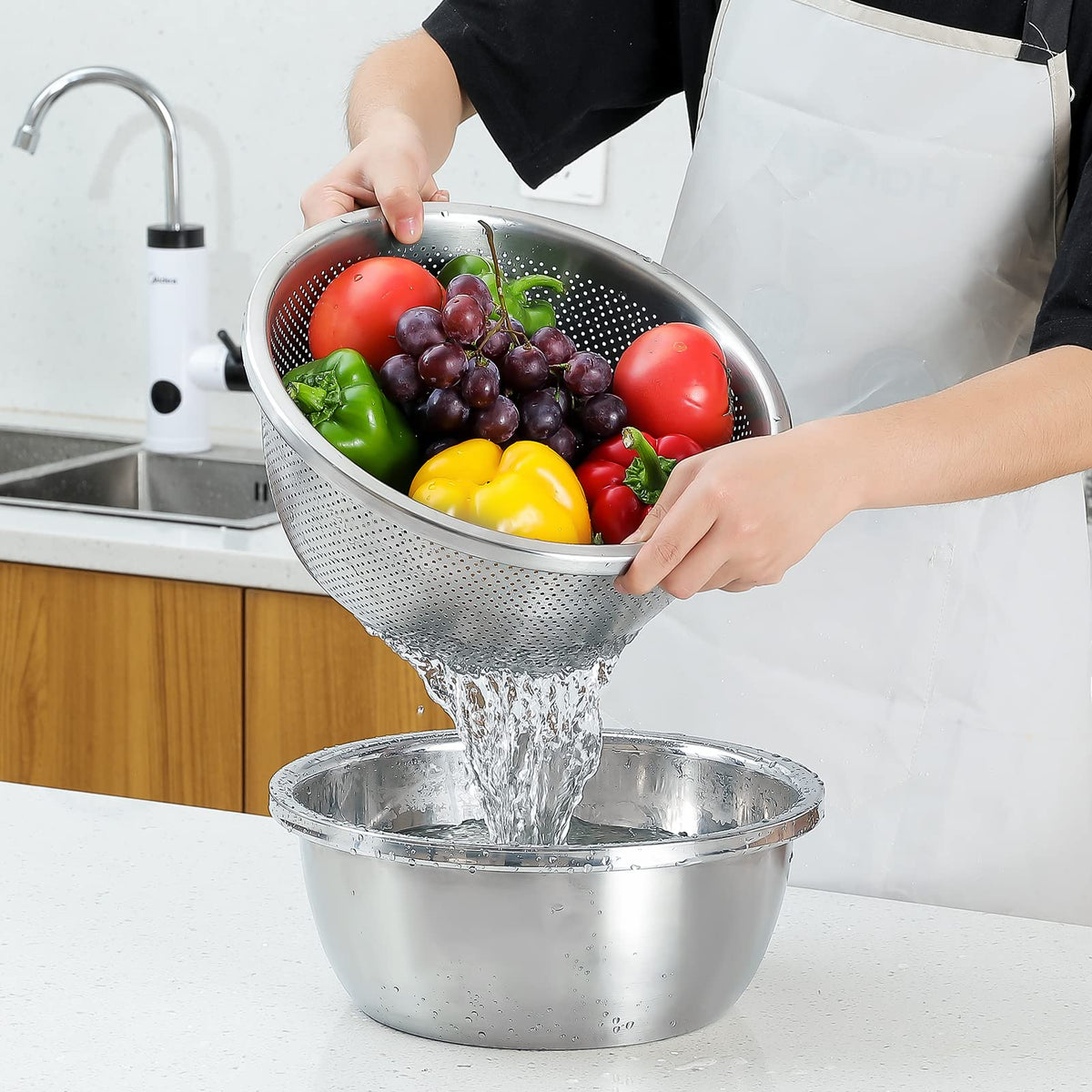 Paoli 304 Stainless Steel Microporous Colander, 5-Qt Capacity for Wash ...