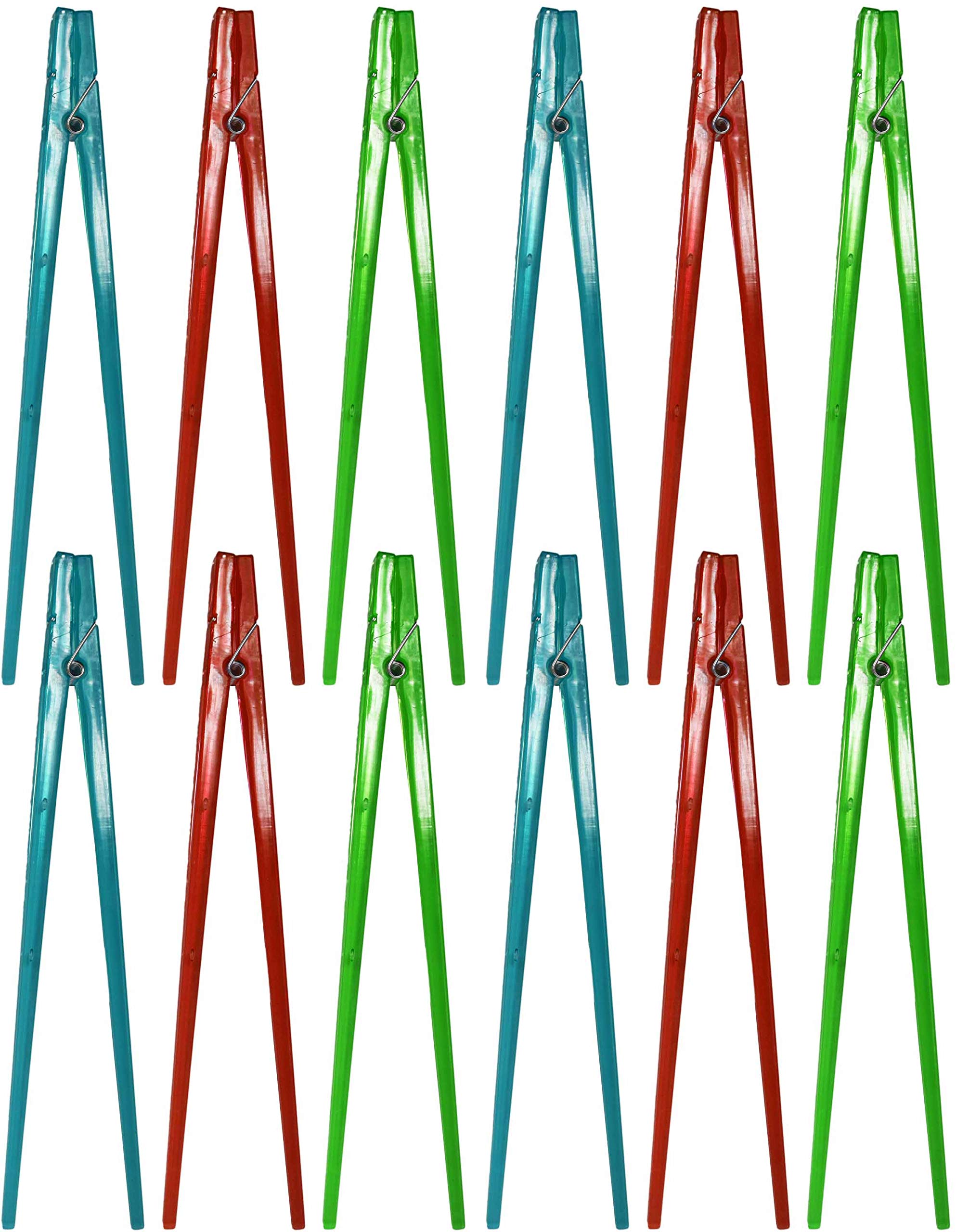 Set Of 12 Assorted Clothespin Chopsticks! 9'' Inches Long - Training Chopsticks - Reusable - Beginners Chopsticks Perfect For An
