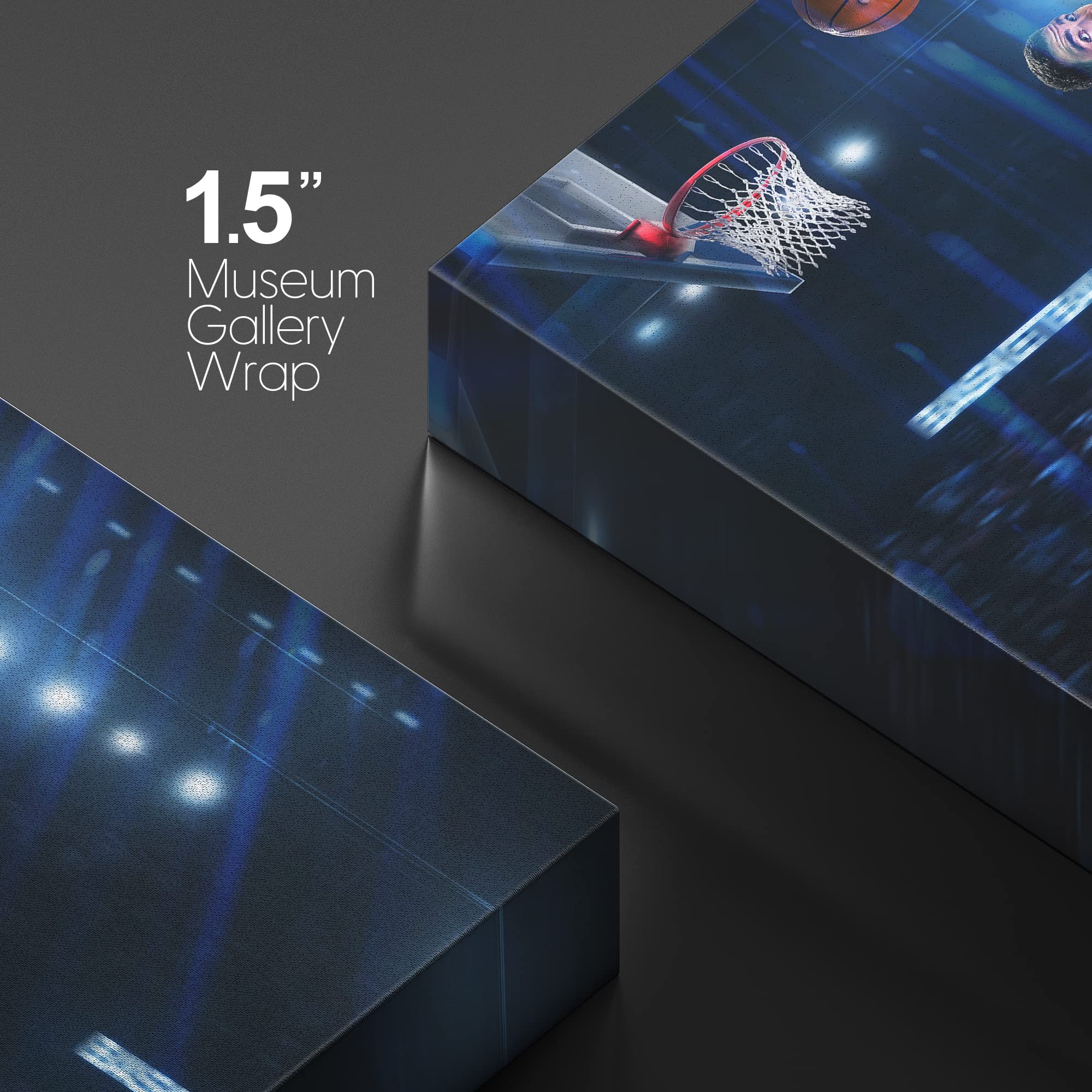 Wall26 Canvas Print Wall Art Slam Dunk Basketball Player Neon Light Arena Athletes Sports & Fitness Photography Realism Decorati