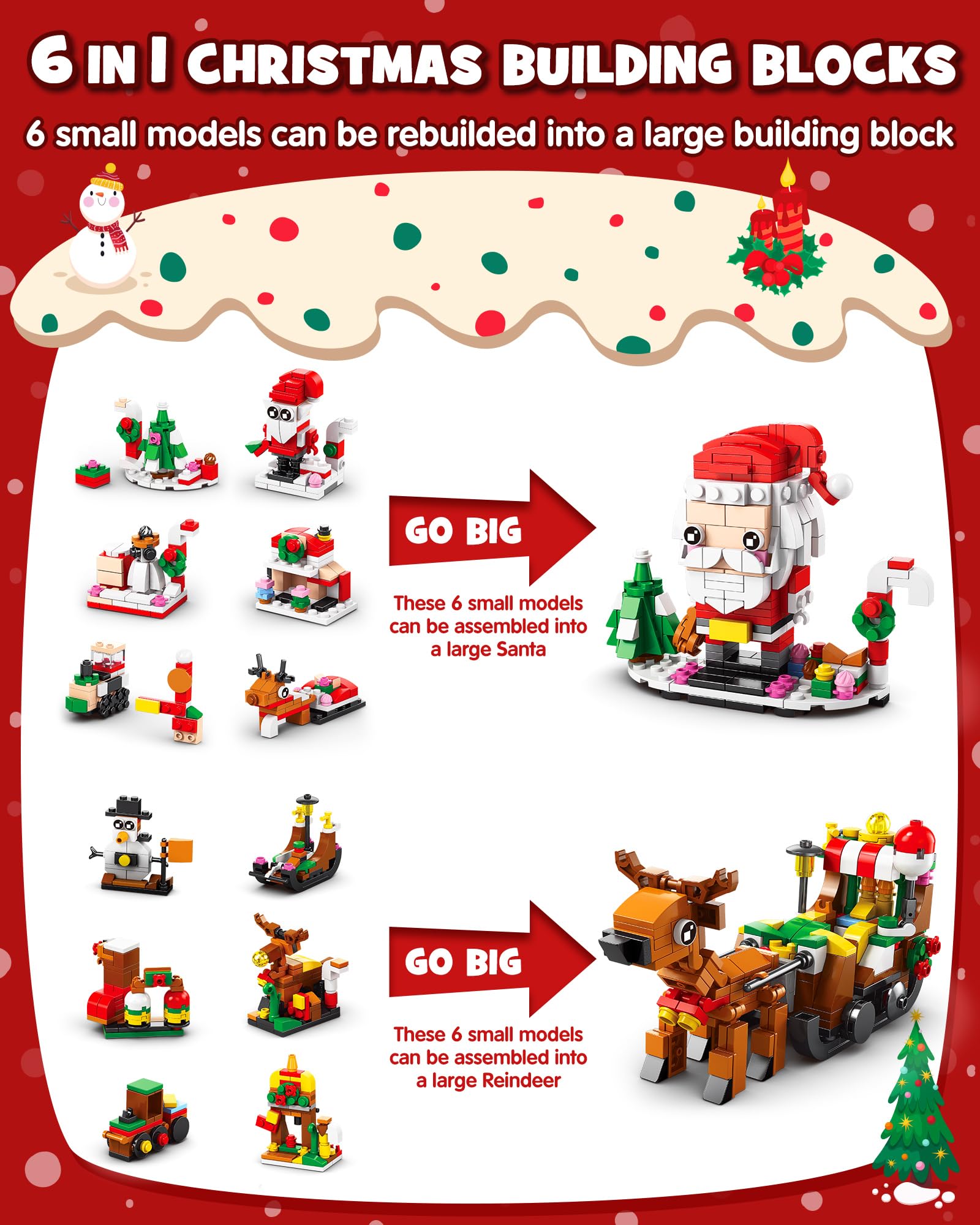 D-FantiX Christmas Advent Calendar 2025 for Kids, 24 In 4 Building Blocks Toy Sets, 24 Days Christmas Countdown Calendar, Xmas G