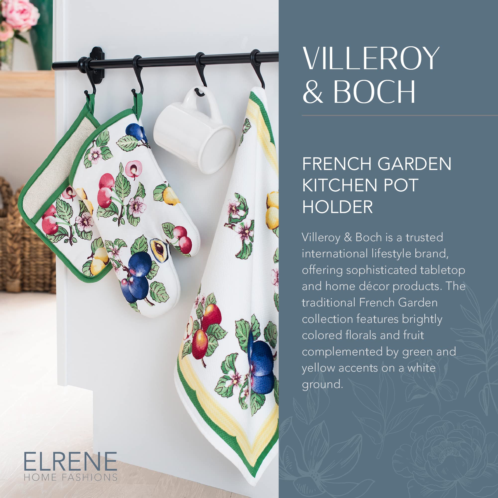 Elrene Home Fashions Villeroy & Boch French Garden Pot Holder, Pot Holder For Kitchen Use, 8''X9''