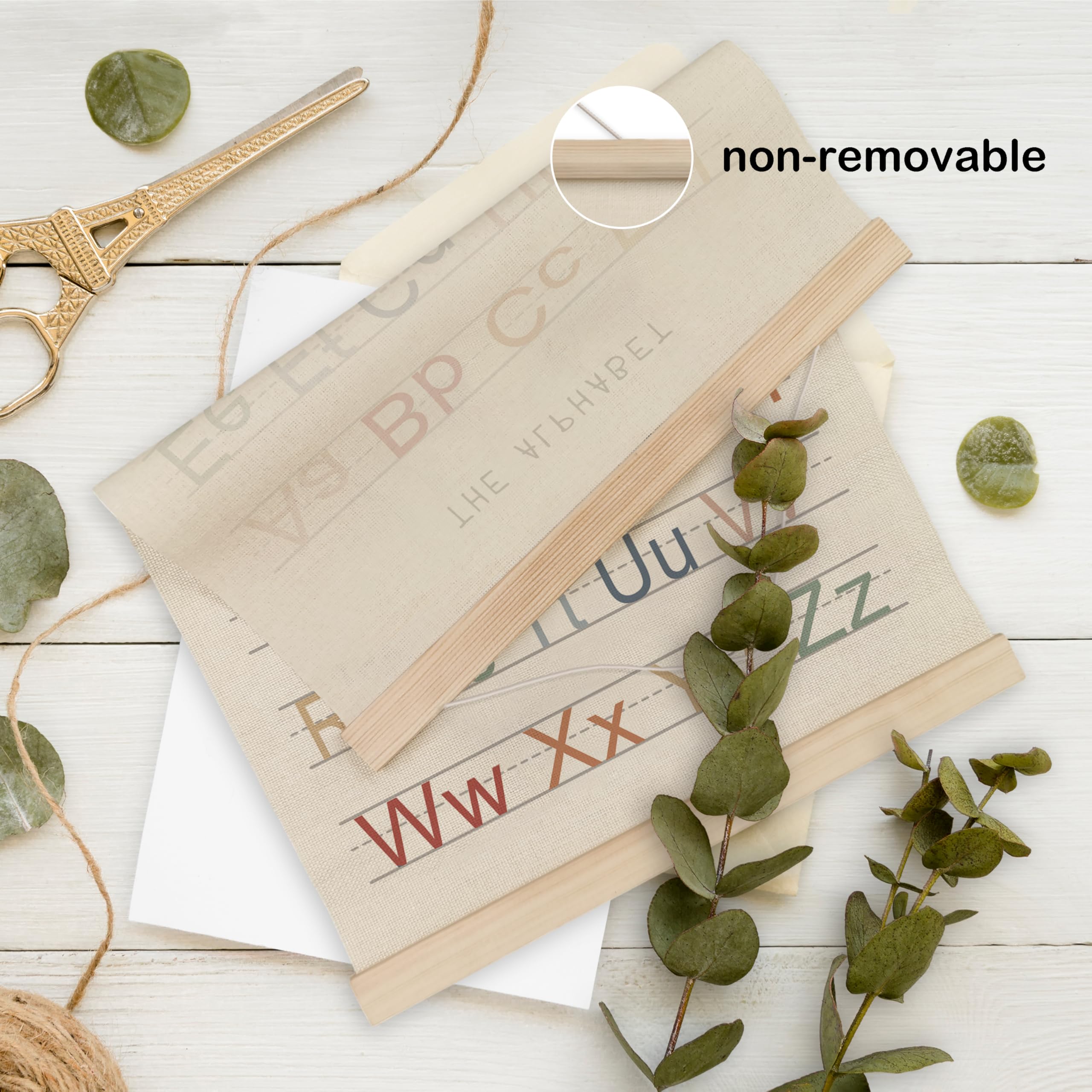 Hrqko Alphabet Abc Poster Hanger Frame, Nursery Wall Decor, Alphabet Wall Art, Boho Abc Poster Wall Art With Wooden Frames, Alph