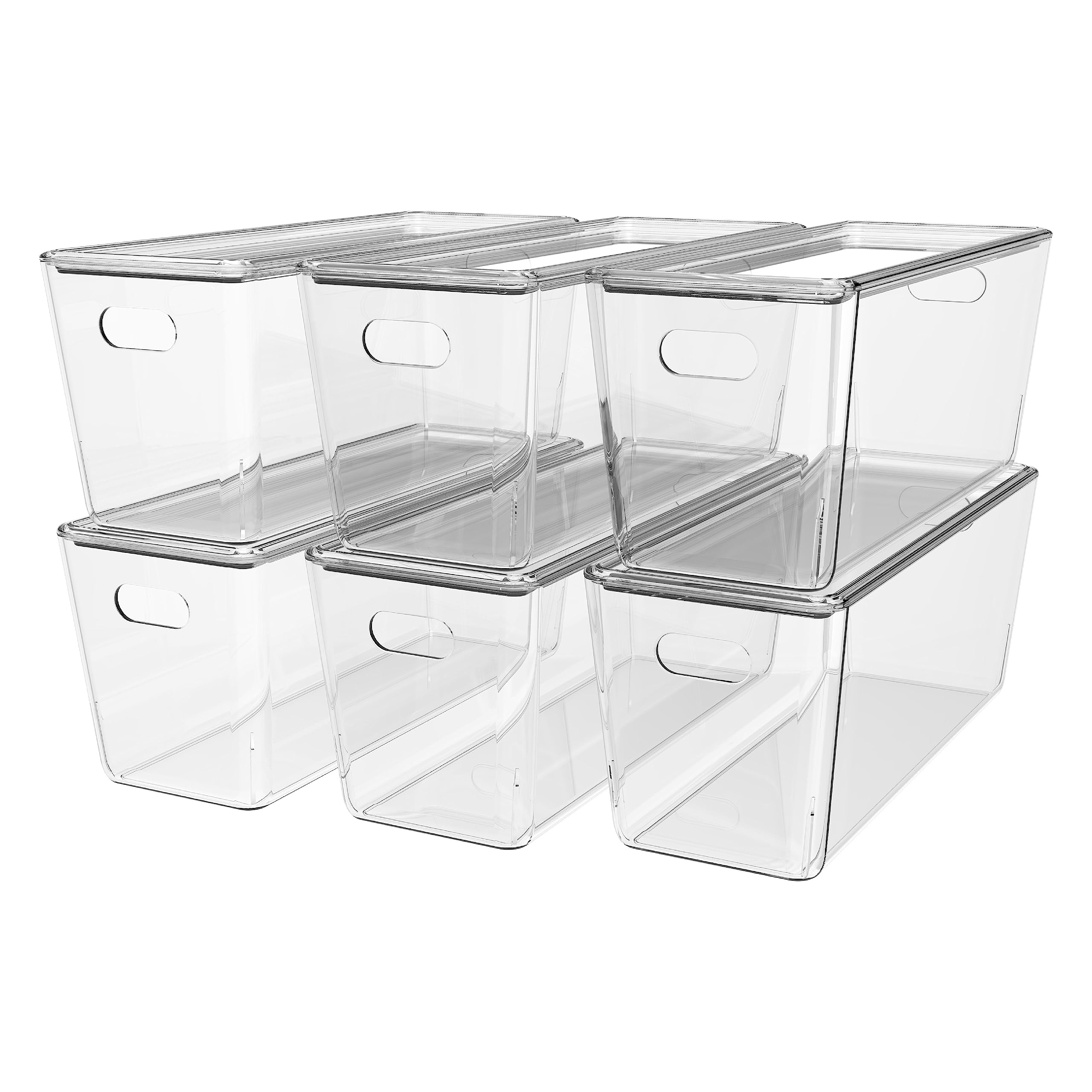 Kolorr Transparent Baskets For Storage With Lid Narrow-5Liter | Multipurpose Clear Container | Organiser Plastic Box With Handle