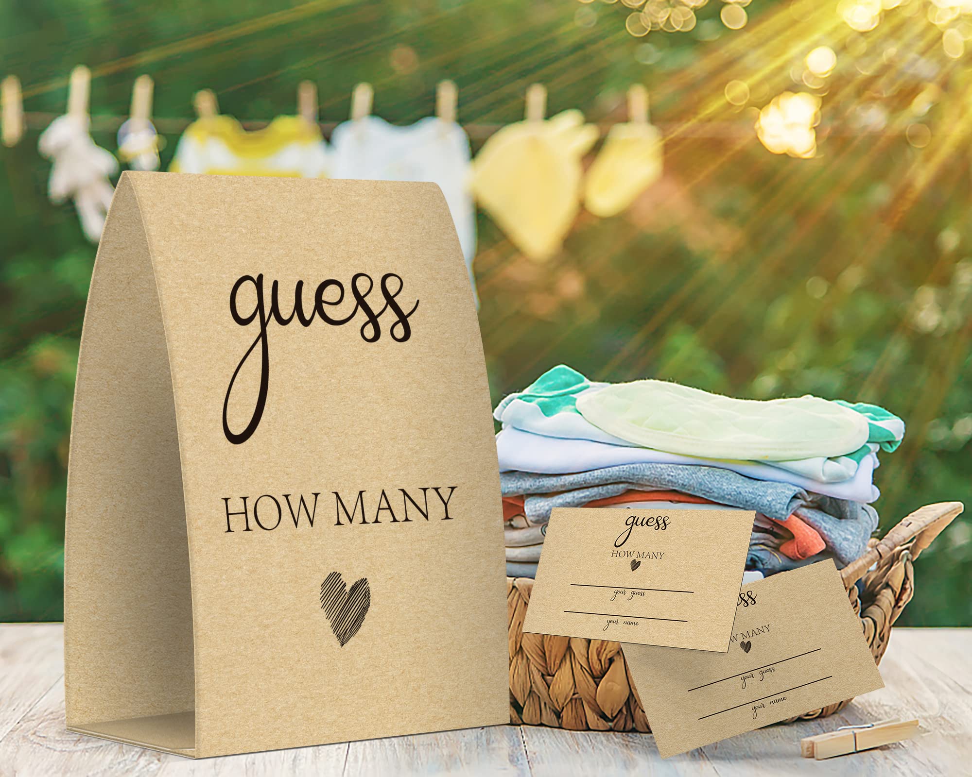 Guess How Many, Kraft, Bridal Shower Decorations, Bridal Shower Games - One Sign And 50 Cards(Guess003)