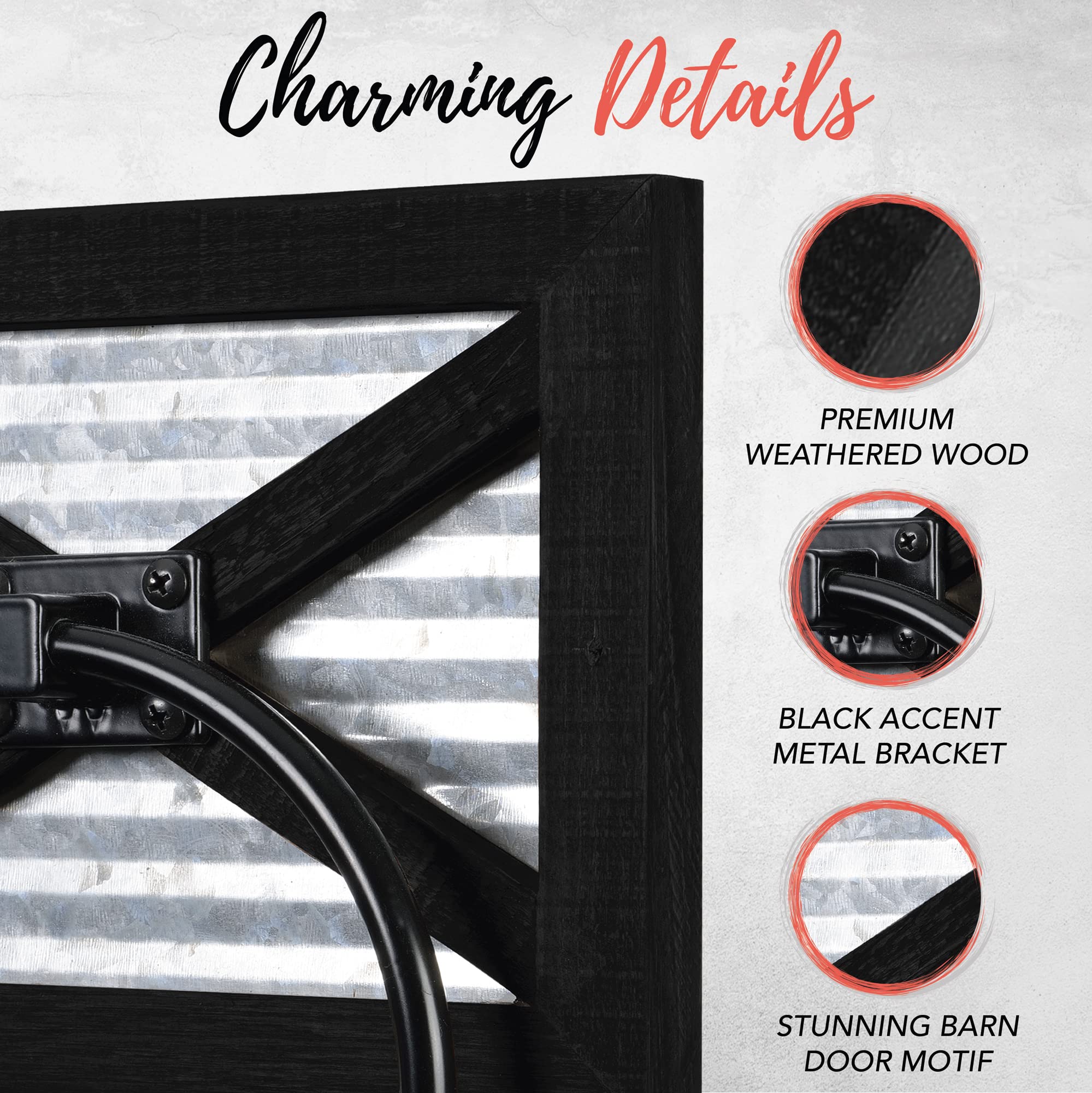 Autumn Alley Farmhouse Decor Hand Towel Ring for Bathroom - Rustic Hand Towel Holder - Rustic Towel Rack Ring Holder  Wall Mounted  Bathroom Decor Towels Mix of Wood  Galvanized Metal  Black Wood