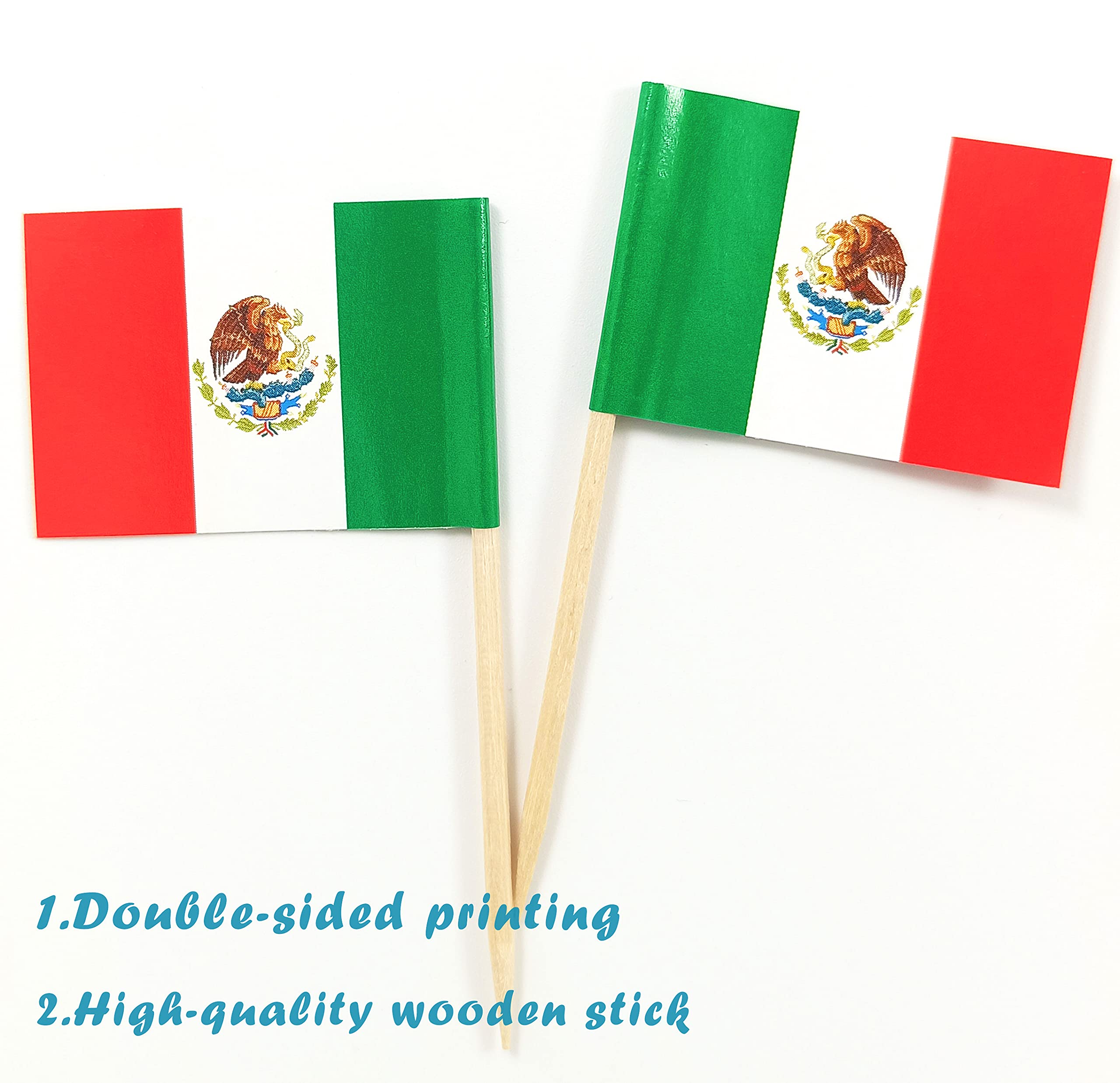 JBCD Mexico Toothpick Flag Mexican Mini Small Cupcake Topper Flags (100 pcs)