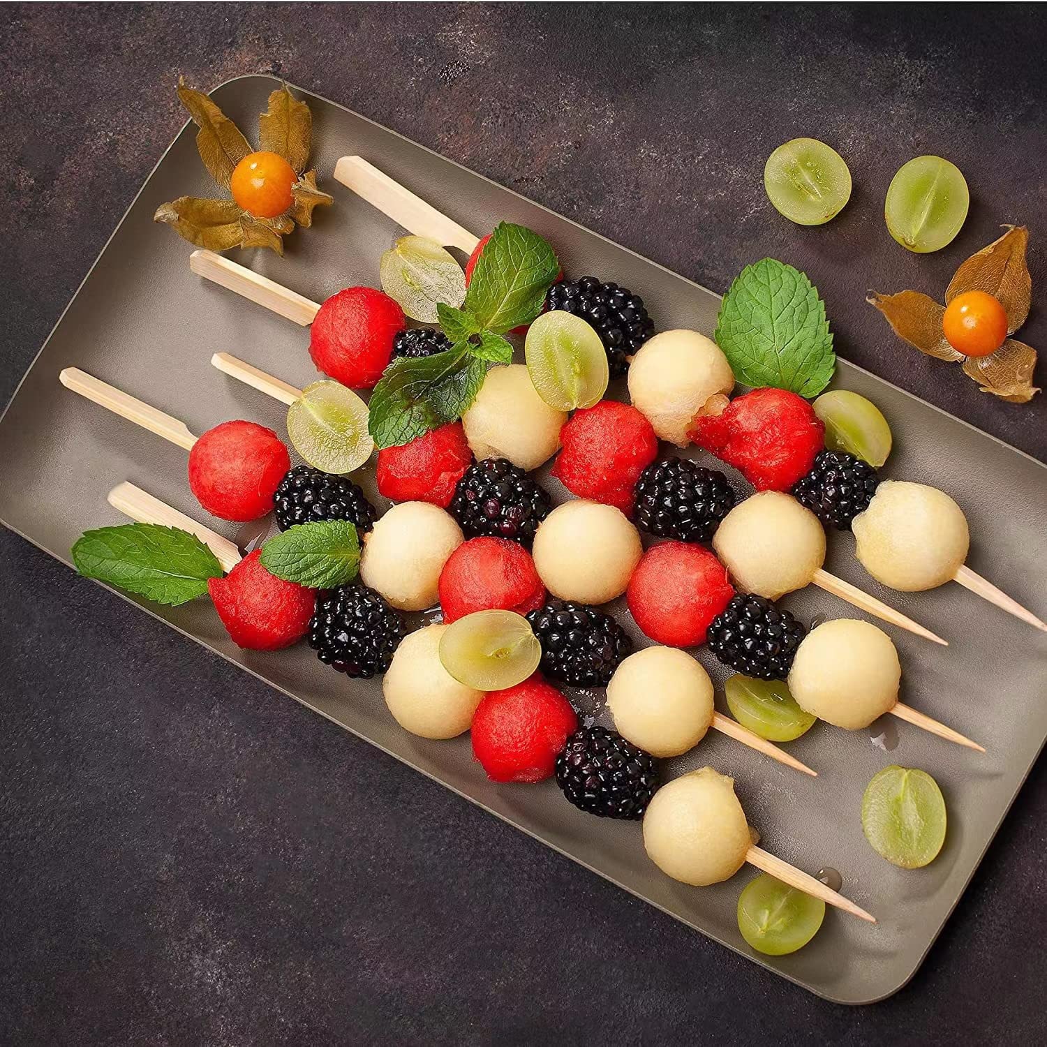 10 Inch(200 Pack) Bamboo Wooden Paddle Picks Skewers For Grilling