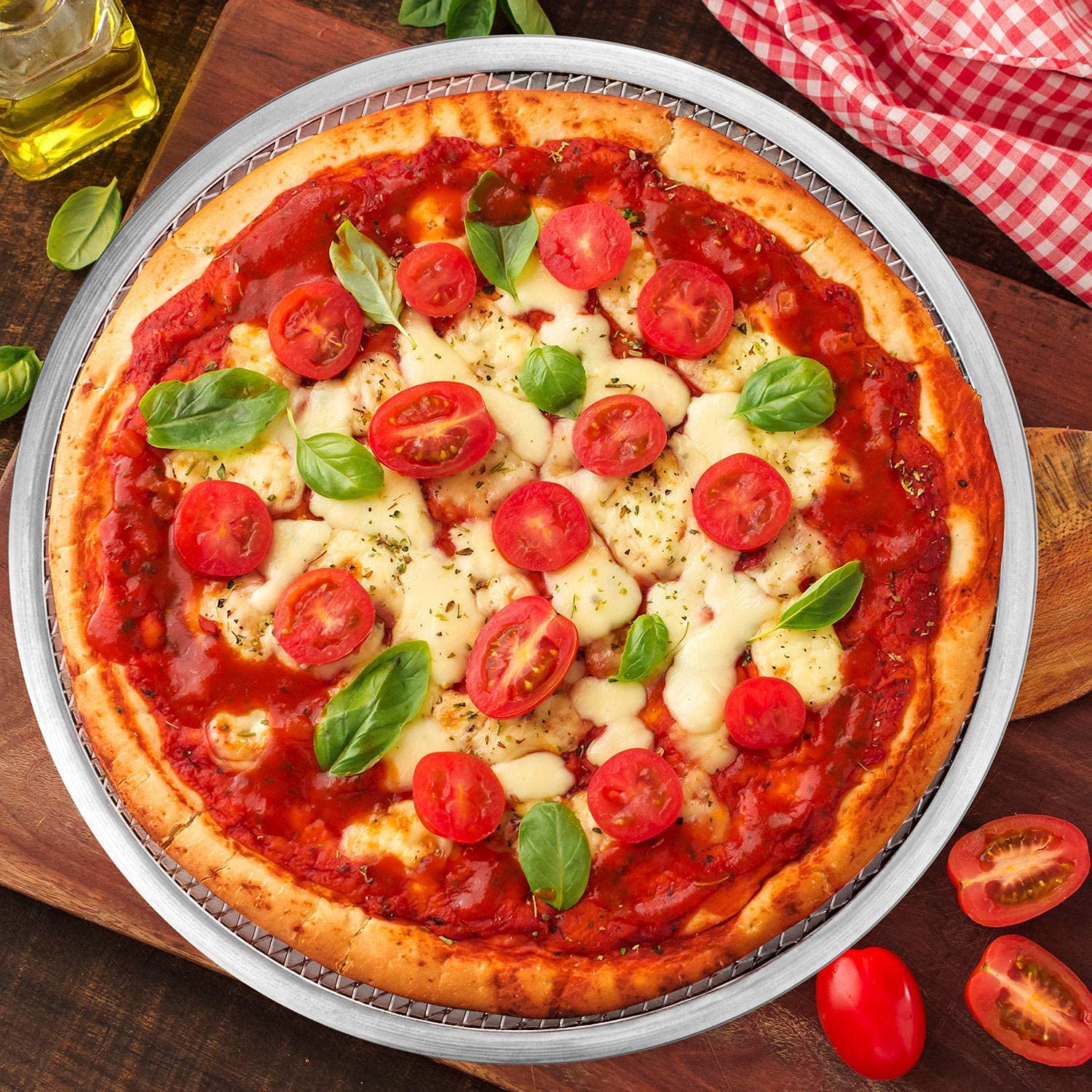 Tosnail 4 Pack 10 Inches Seamless Aluminum Pizza Screen Pizza Pan With Holes Pizza Mesh
