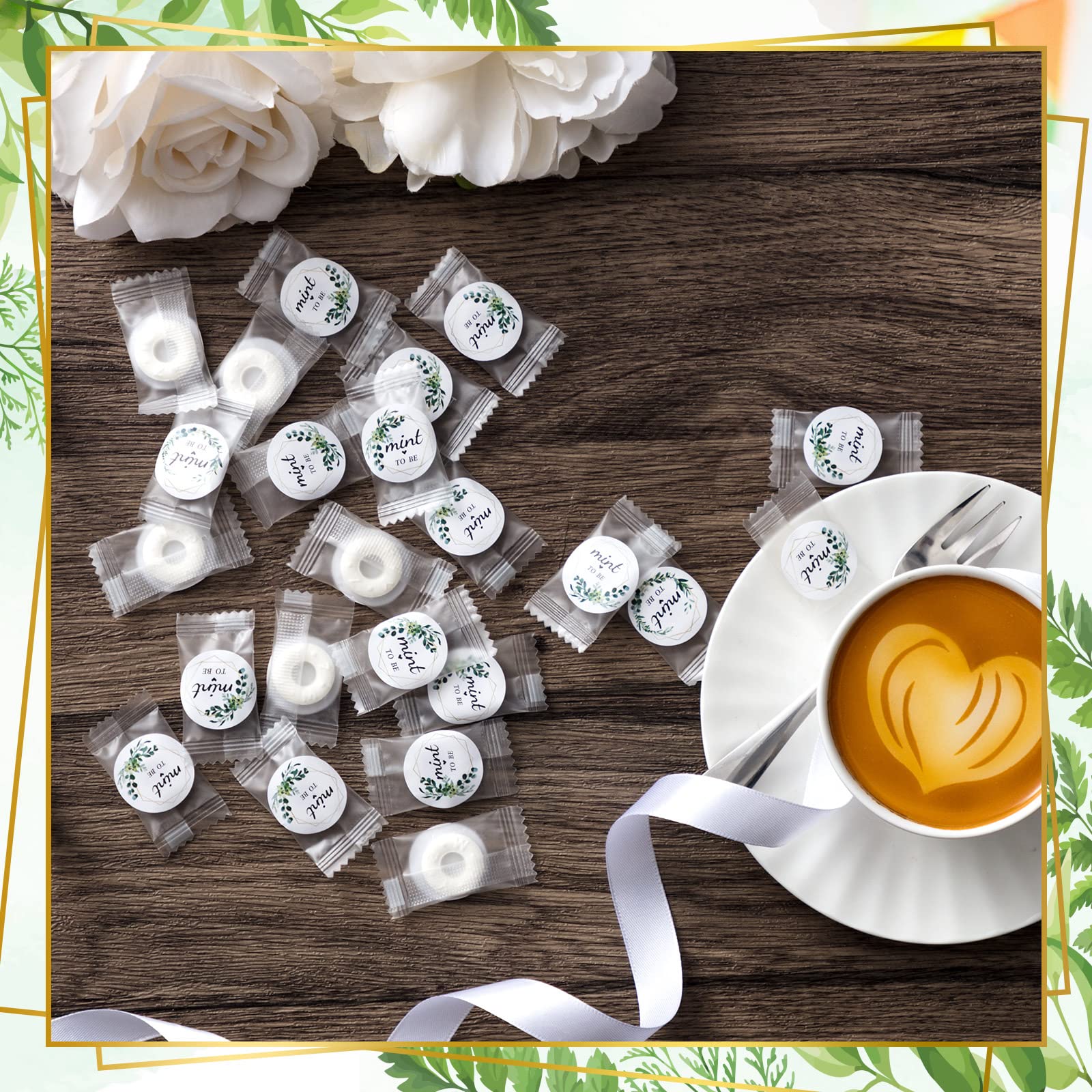 Colarr 500 Pieces Mint To Be Label Stickers Wedding Party Favors Sticker Labels 1 Inch Round Botanical Theme Wedding Stickers Fo