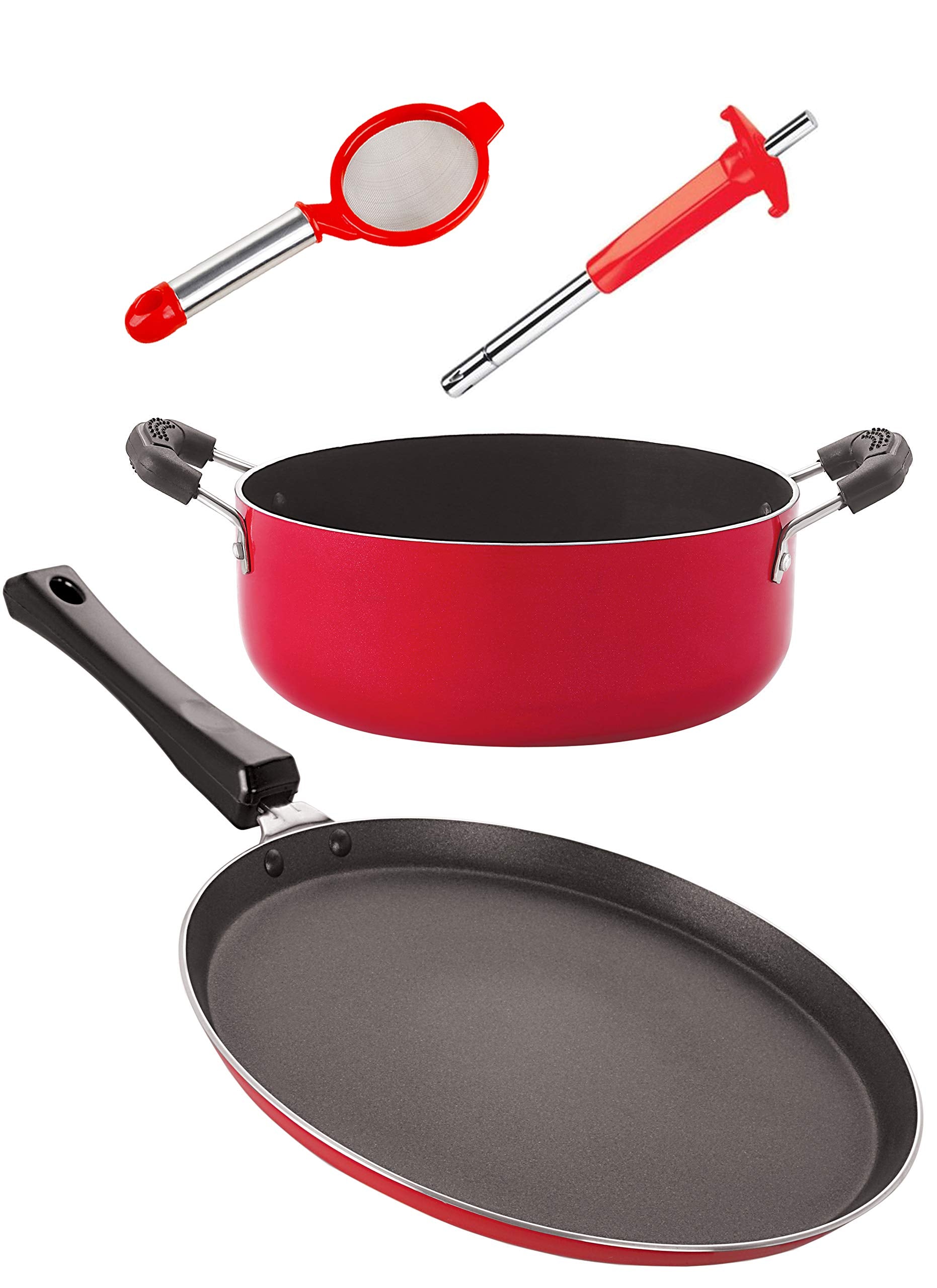 Nirlon NonStick Stain Free NonToxic 4 Piece Kitchen Essential Set Offer With Bakelite Handle