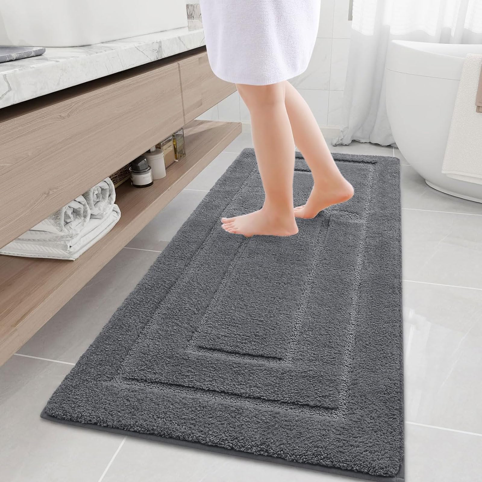 Buganda Bathroom Rugs, 59'' X 24'', Soft And Absorbent Microfiber Bath Rugs, Non-Slip Shaggy Bath Carpet, Machine Wash Dry Bath