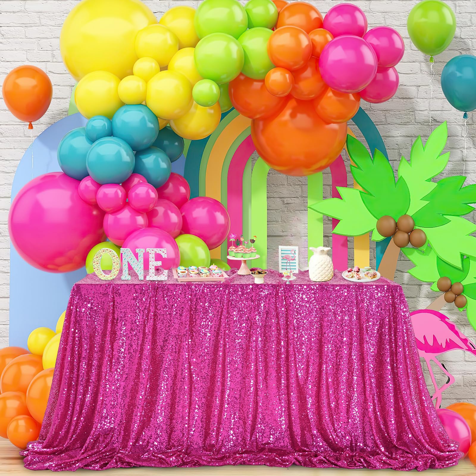 Queendream Rectangular Sequin Tablecloth 90 X 132 Inch Sparkly Patio Table Cloth For Spring Party Wedding Baby Shower Table Deco
